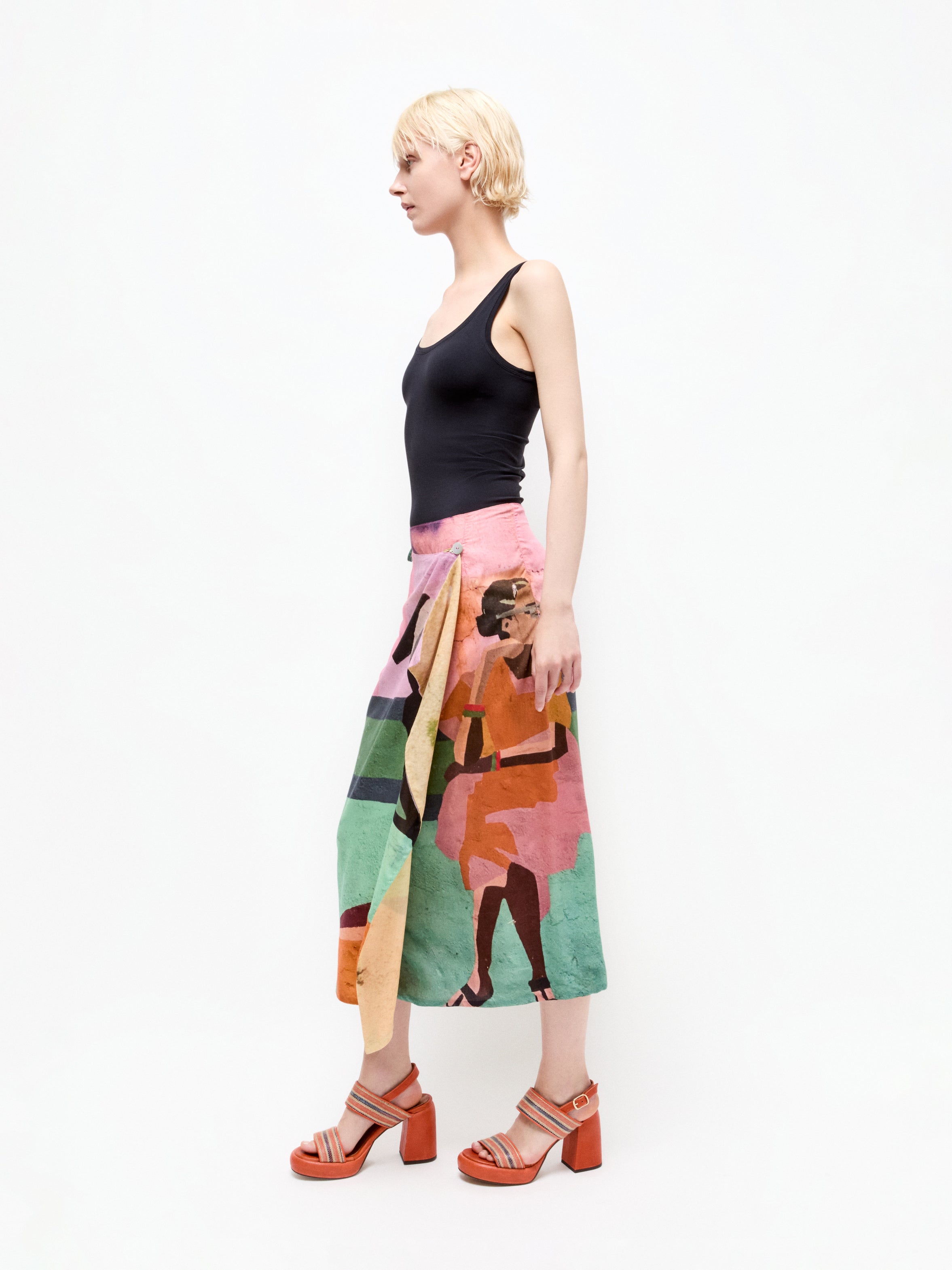 Talking Walls zoé muse Midi double sided, reversible wrap skirt muse
