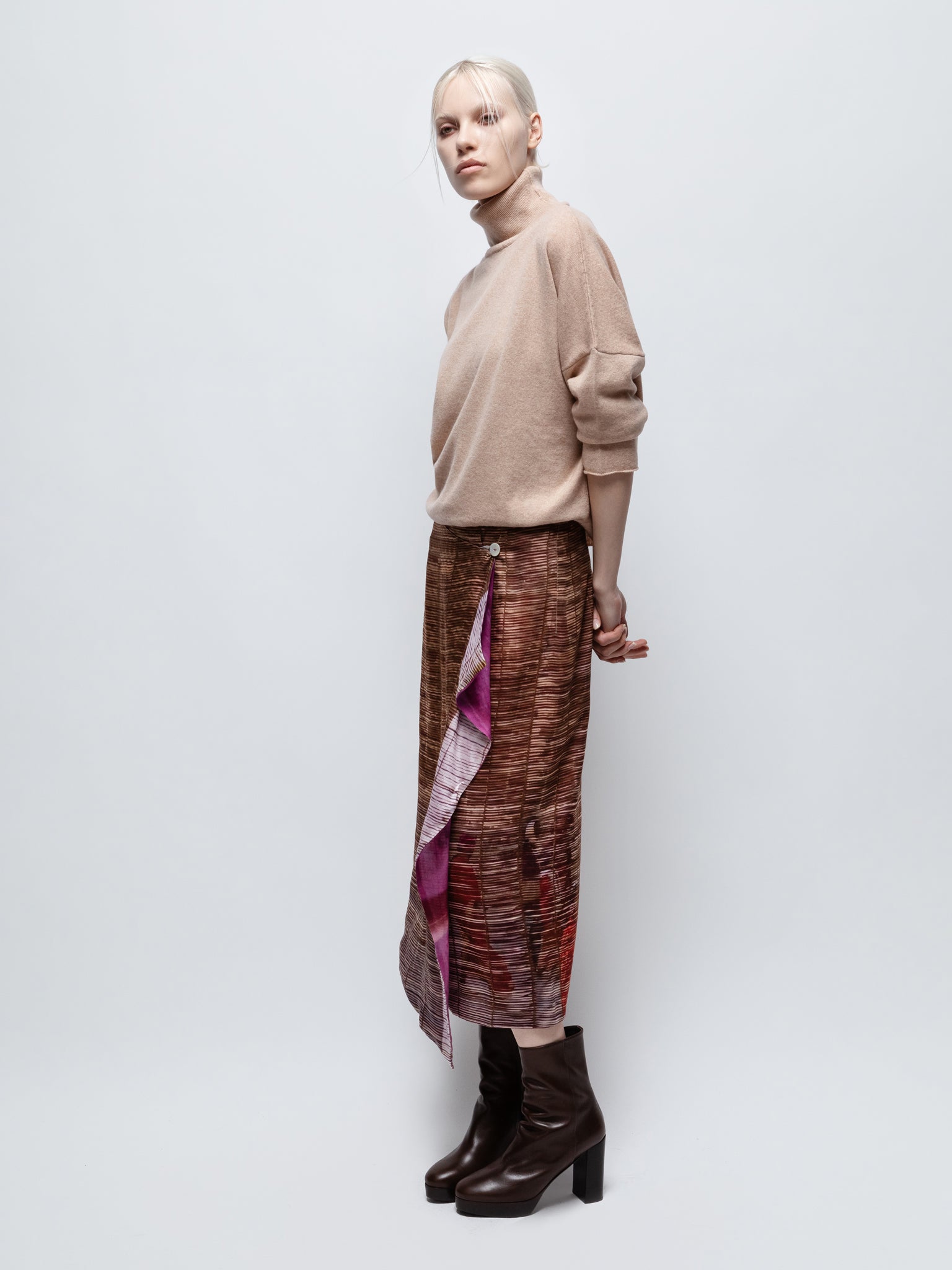 Talking Walls zoé straw midi double sided reversible wrap skirt straw pinkroom