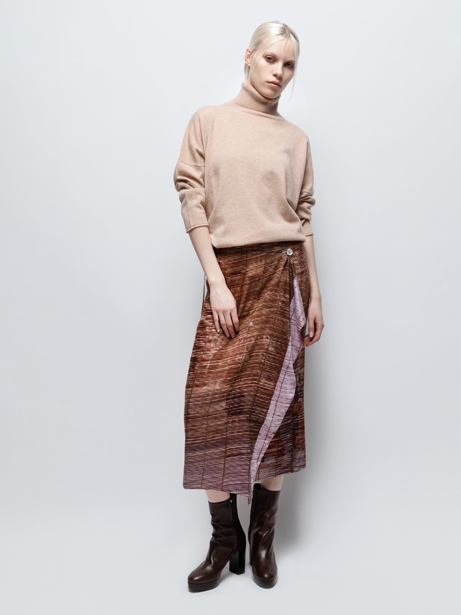 Talking Walls zoé straw midi double sided reversible wrap skirt straw pinkroom