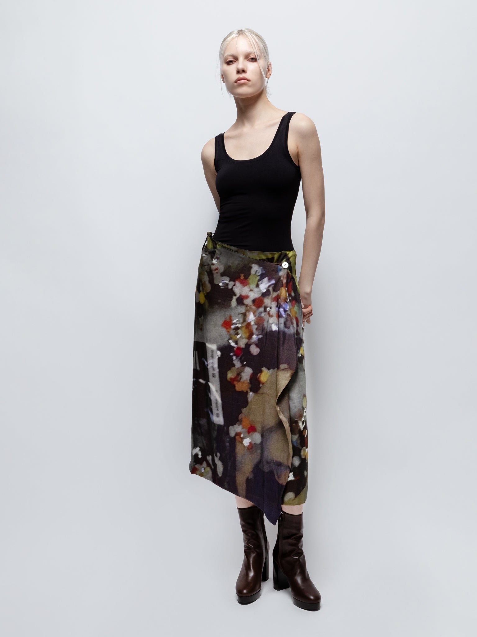 Talking Walls zoé time to dance midi double sided reversible wrap skirt