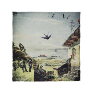 Talking Walls mantis single face Single faced square-shaped blanket scarf sparrow