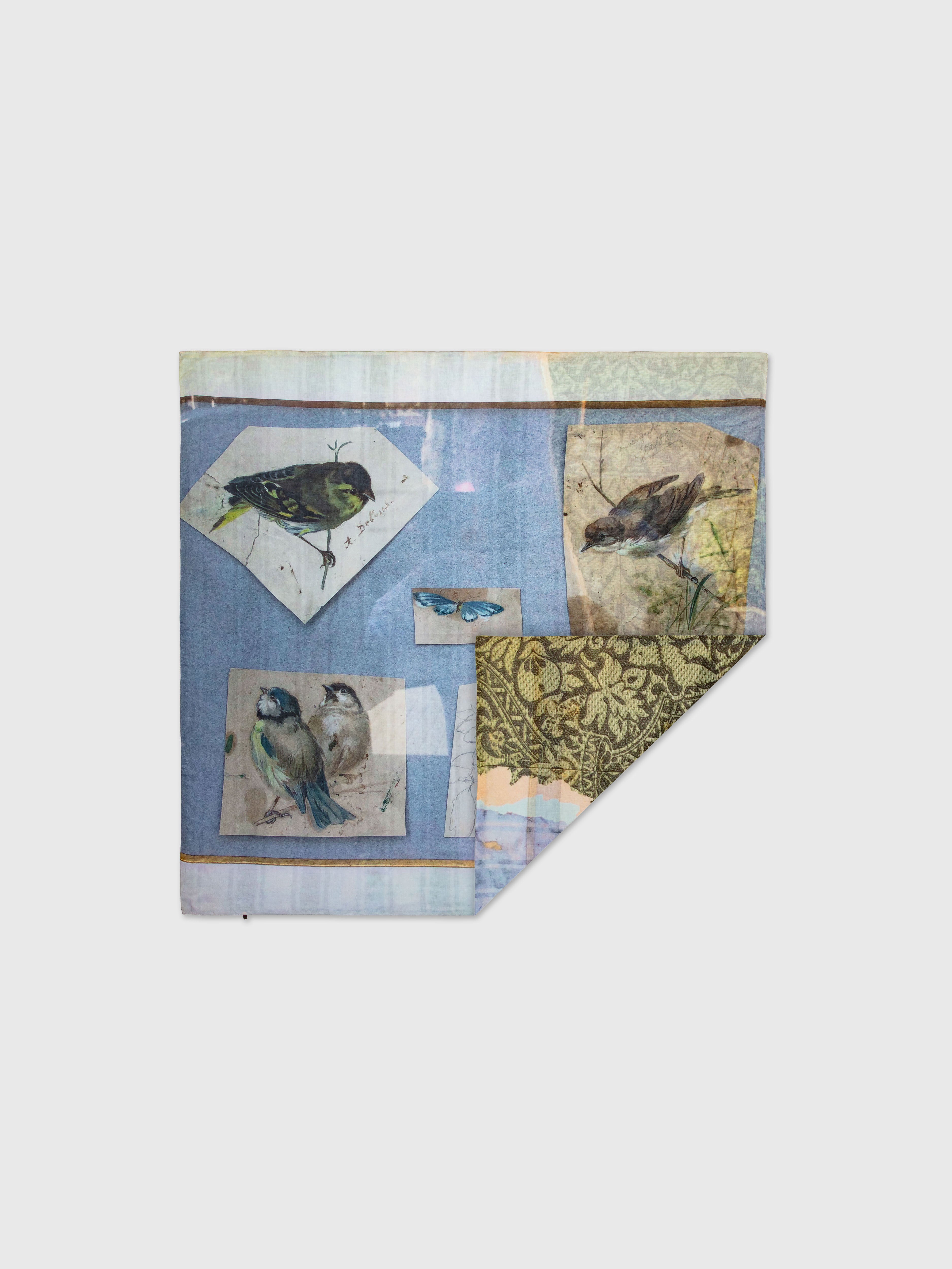 Talking Walls Ava Birdwatcher - Fray Double face square scarf birdwatcher fray