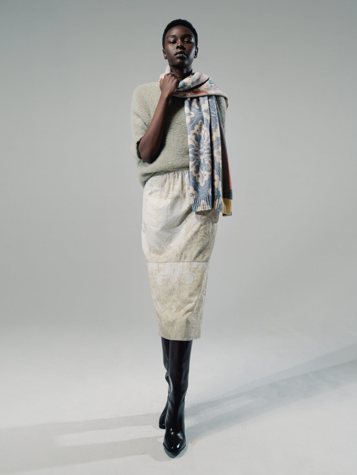 Talking Walls Caro Chalk Corduroy pencil skirt chalk