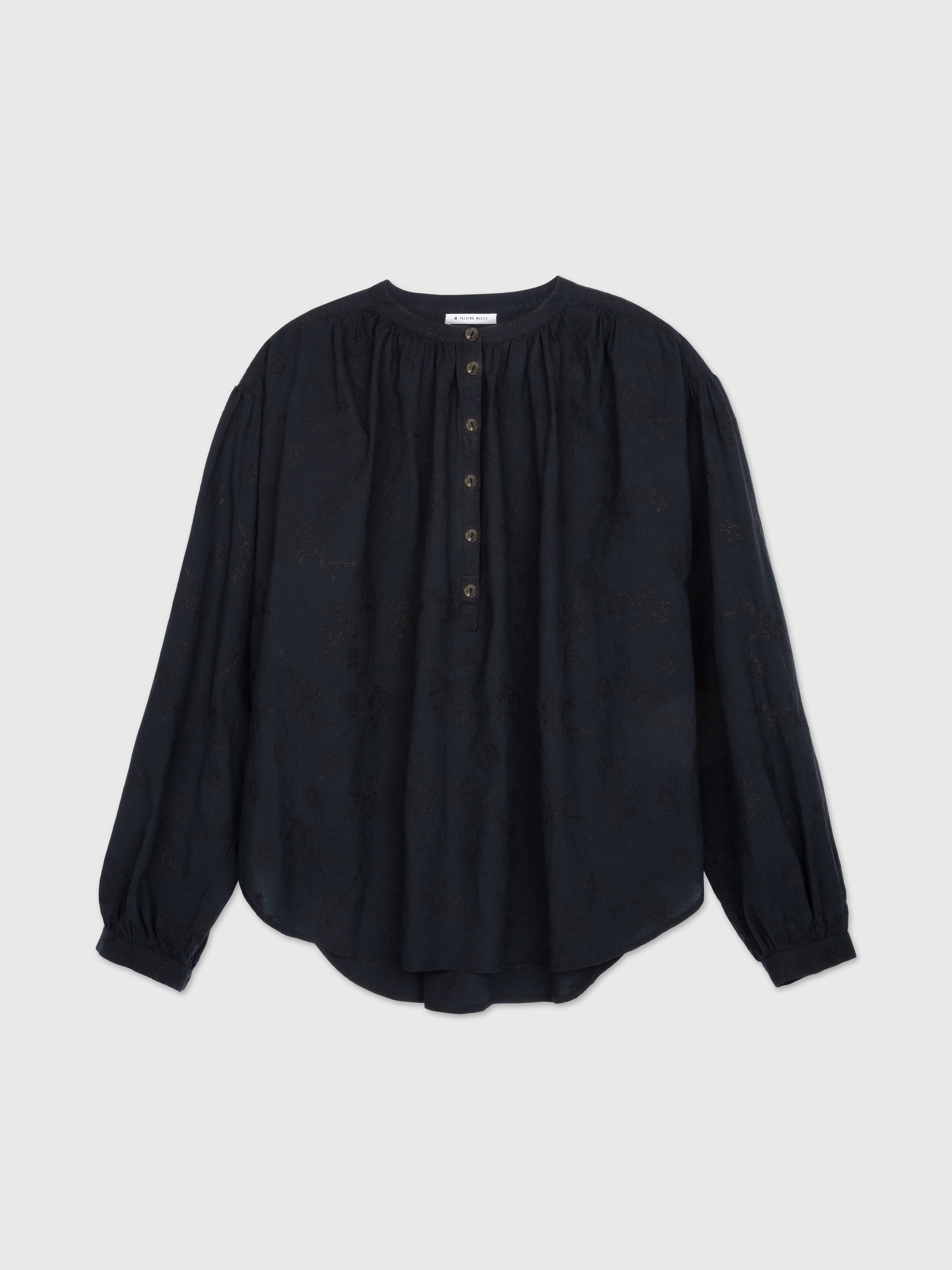 Talking Walls Clara embroidered Black Lightweight blouse black