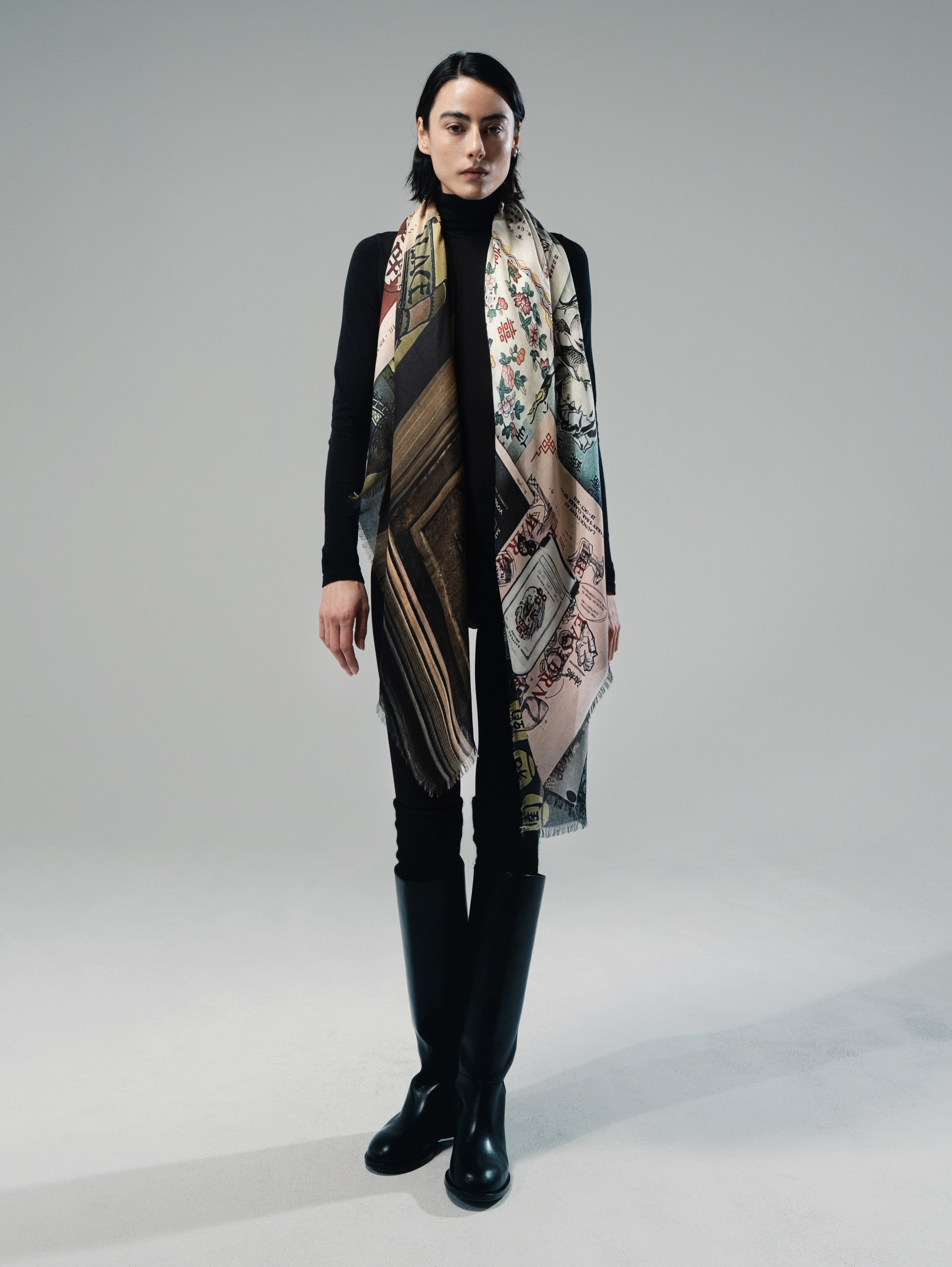 Talking Walls Ela Almanac Single face square scarf almanac