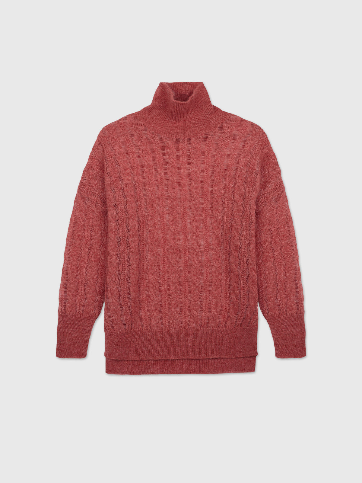 Talking Walls Holly Cables Turtleneck knit sweater almanac pink