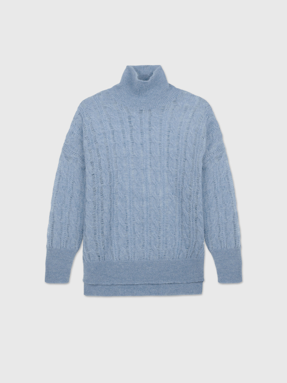 Talking Walls Holly Cables Turtleneck knit sweater decay blue