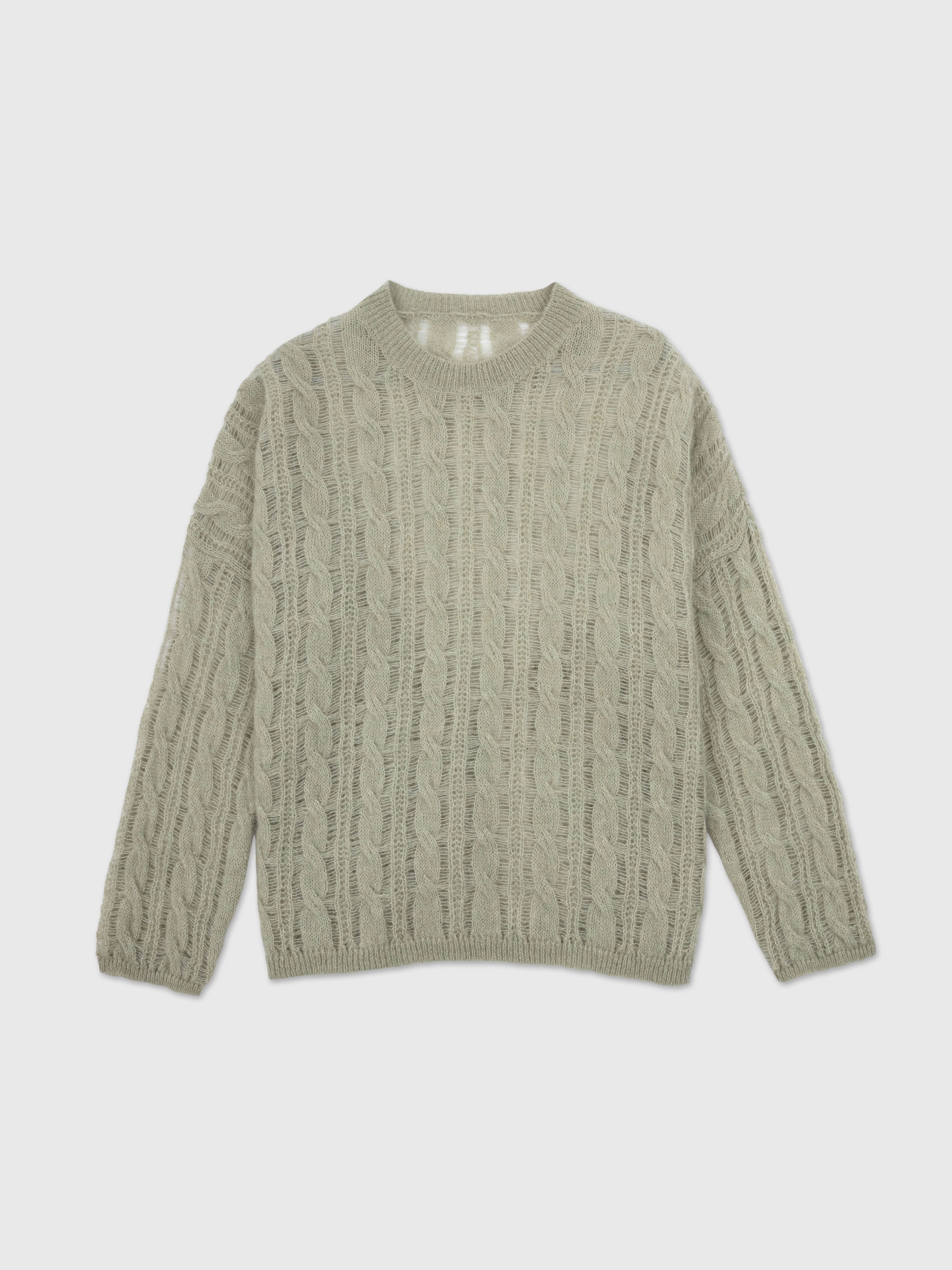 Talking Walls Rani Cables Crewneck knit sweater cane mint