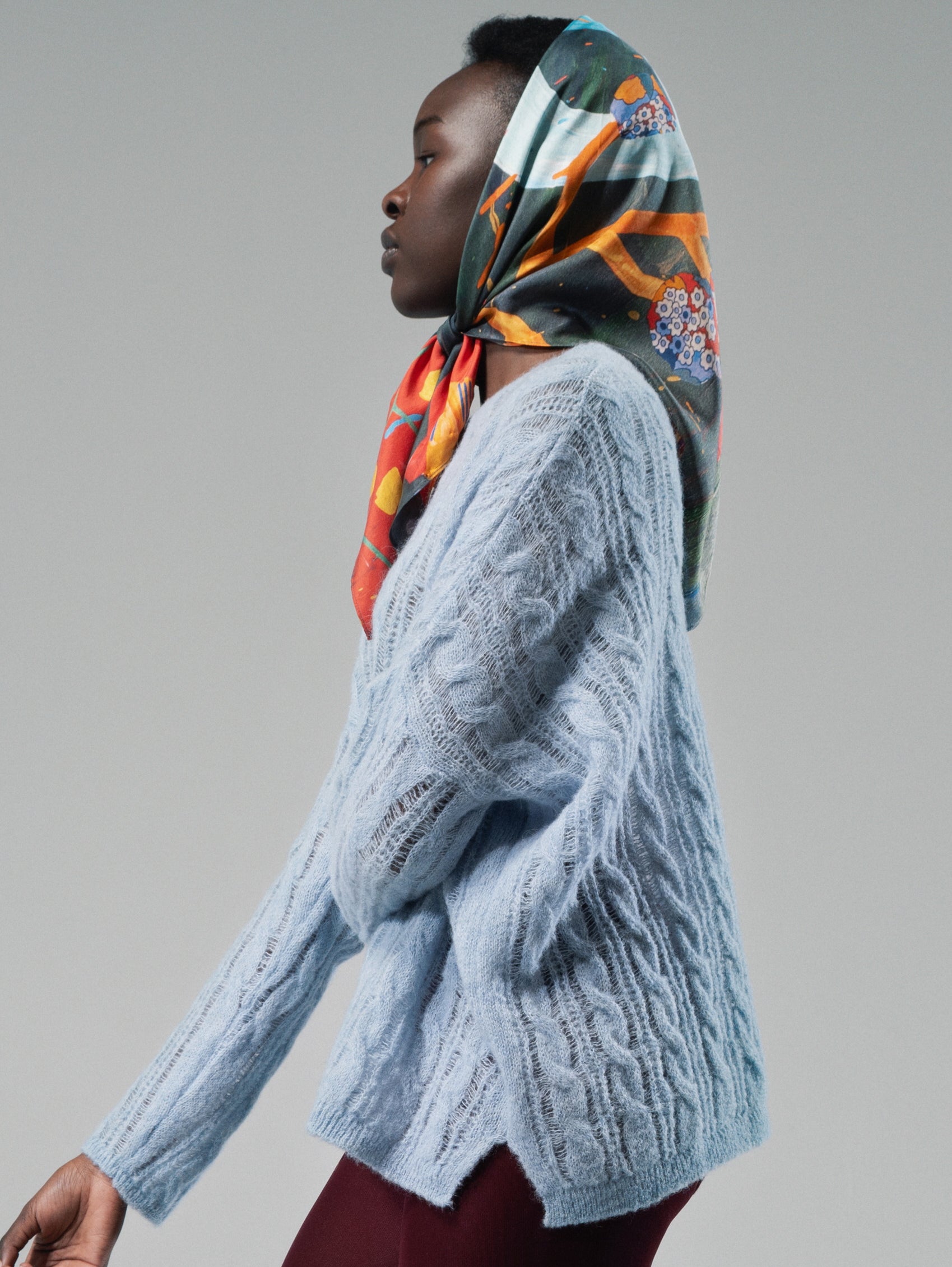 Talking Walls Rani Cables Crewneck knit sweater decay blue