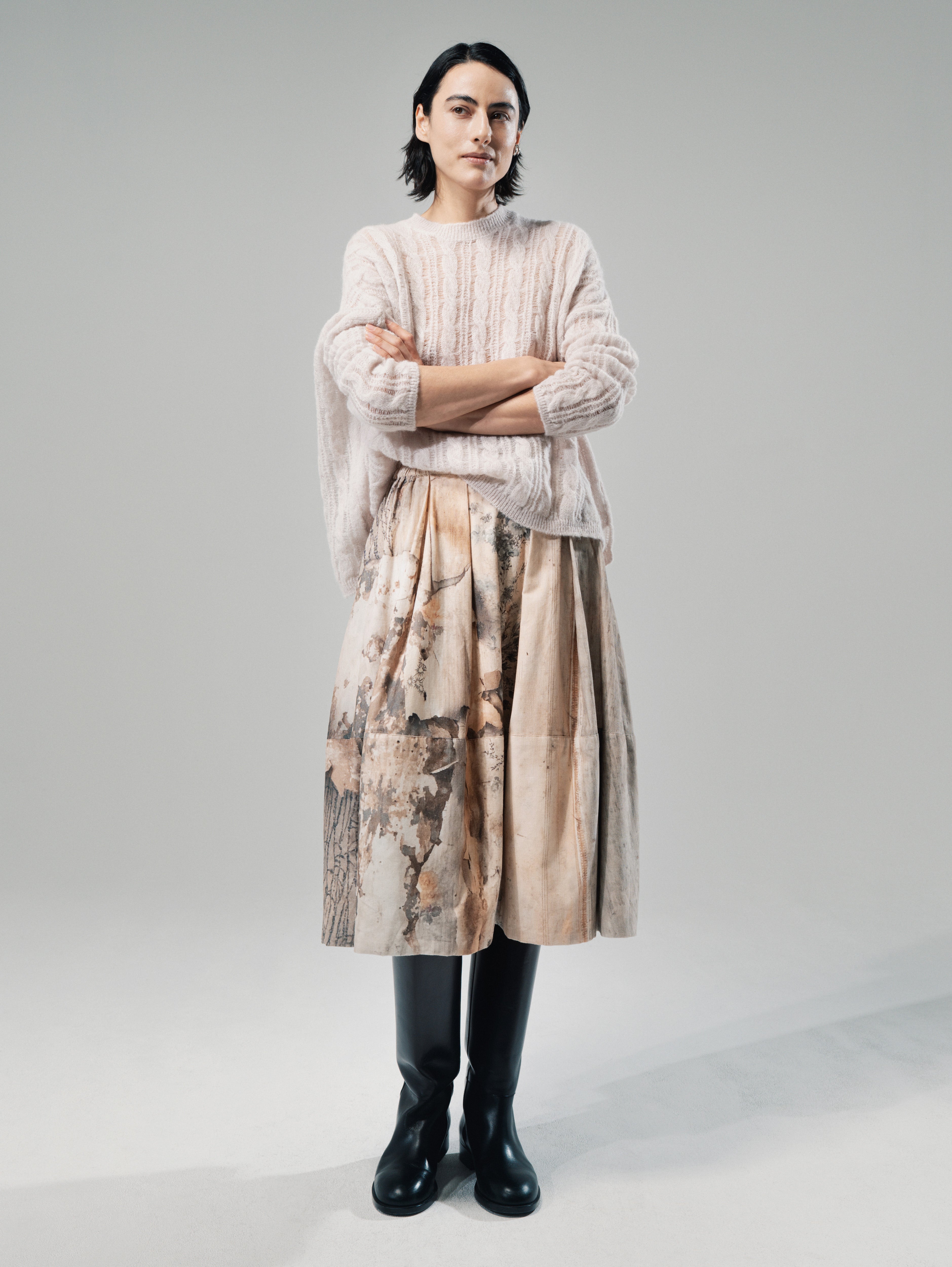 Talking Walls Rani Cables Crewneck knit sweater pearl ivory