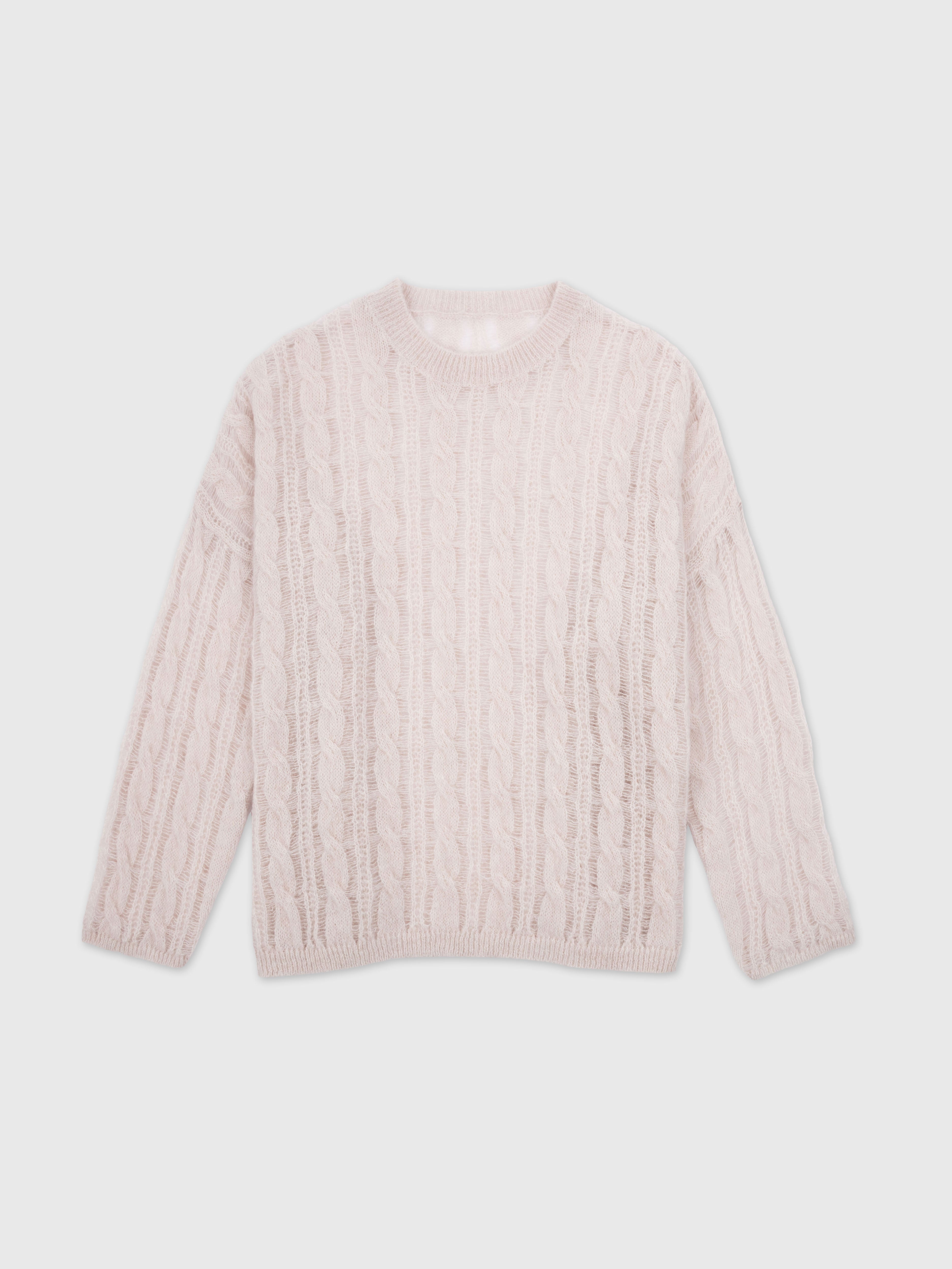 Talking Walls Rani Cables Crewneck knit sweater pearl ivory