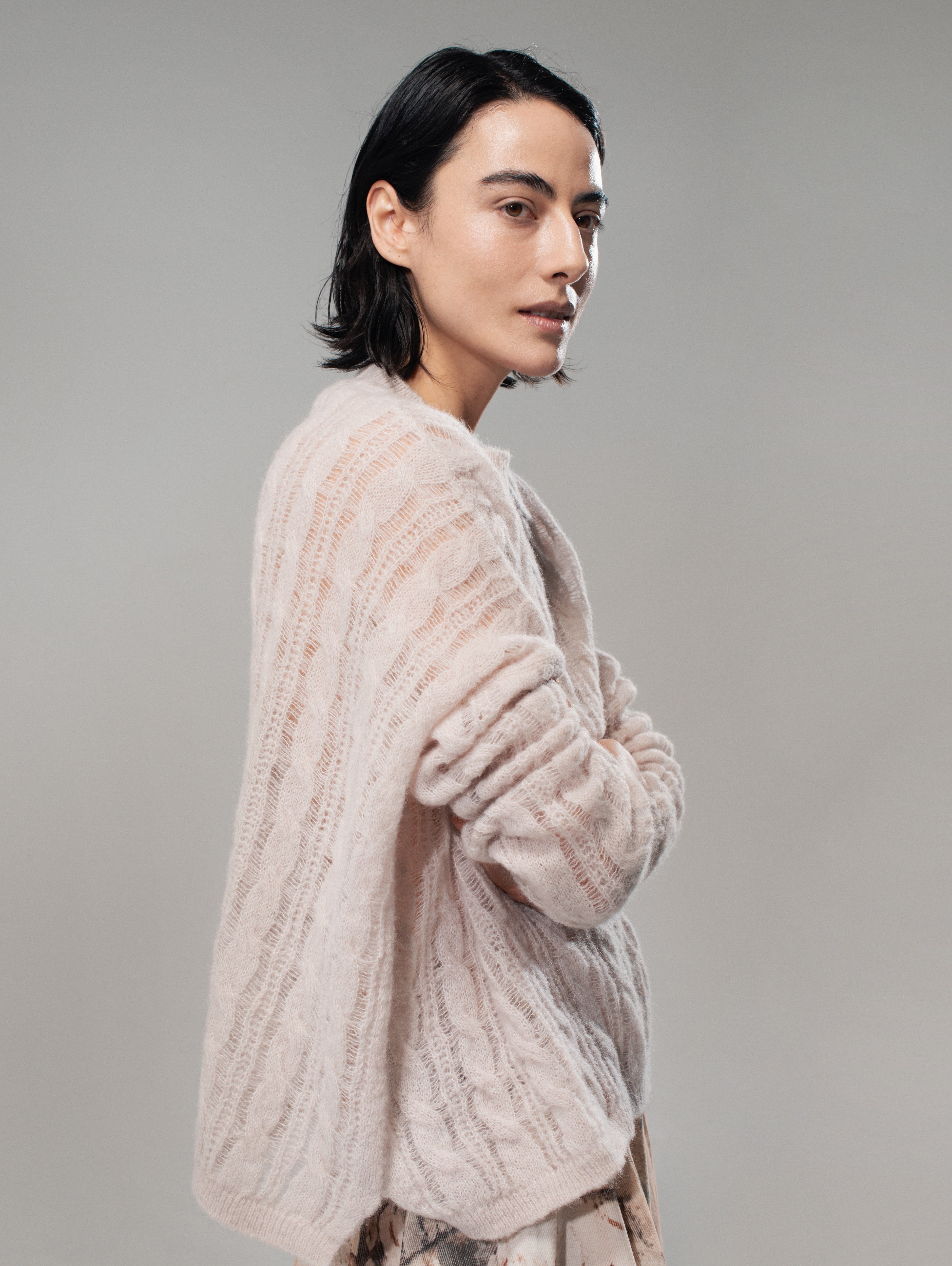 Talking Walls Rani Cables Crewneck knit sweater pearl ivory