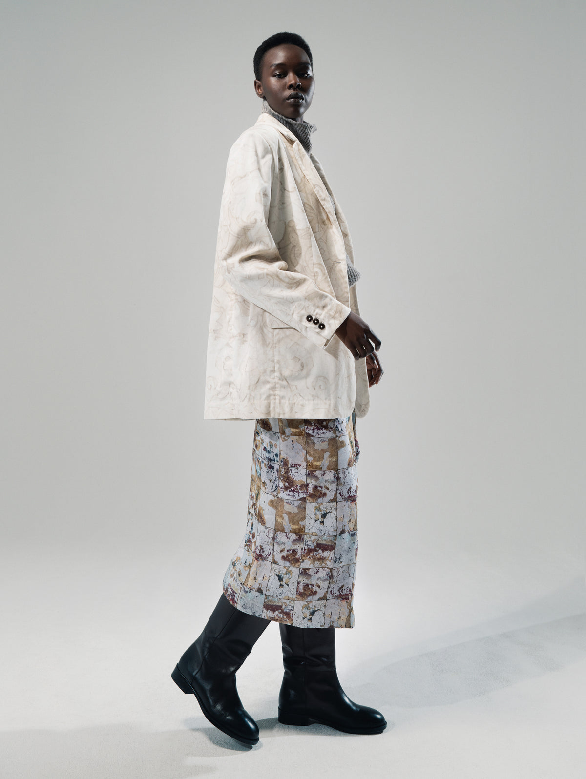 Talking Walls Thérèse chalk Cotton velvet blazer chalk