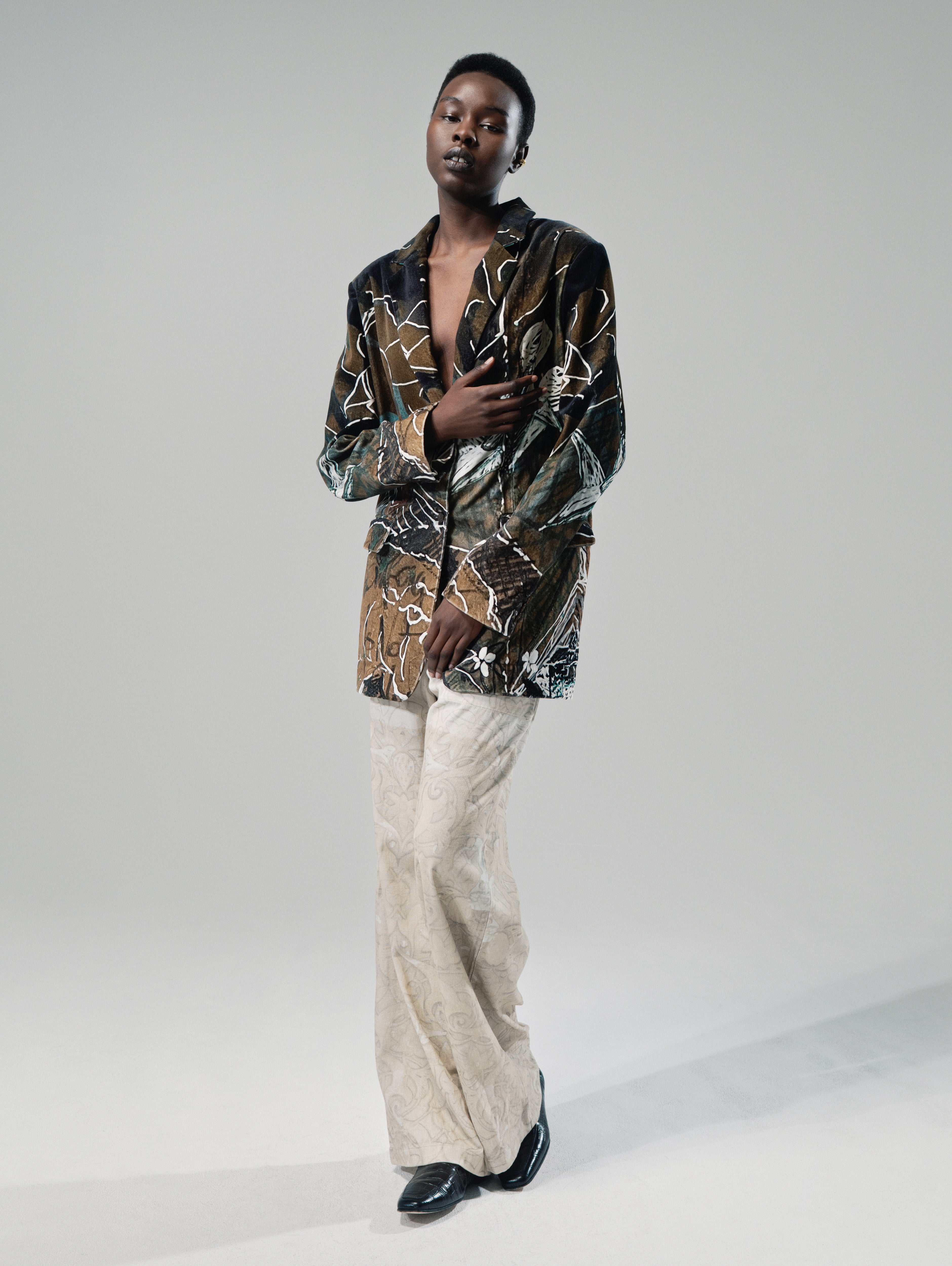 Talking Walls Thérèse scratch Cotton velvet blazer scratch