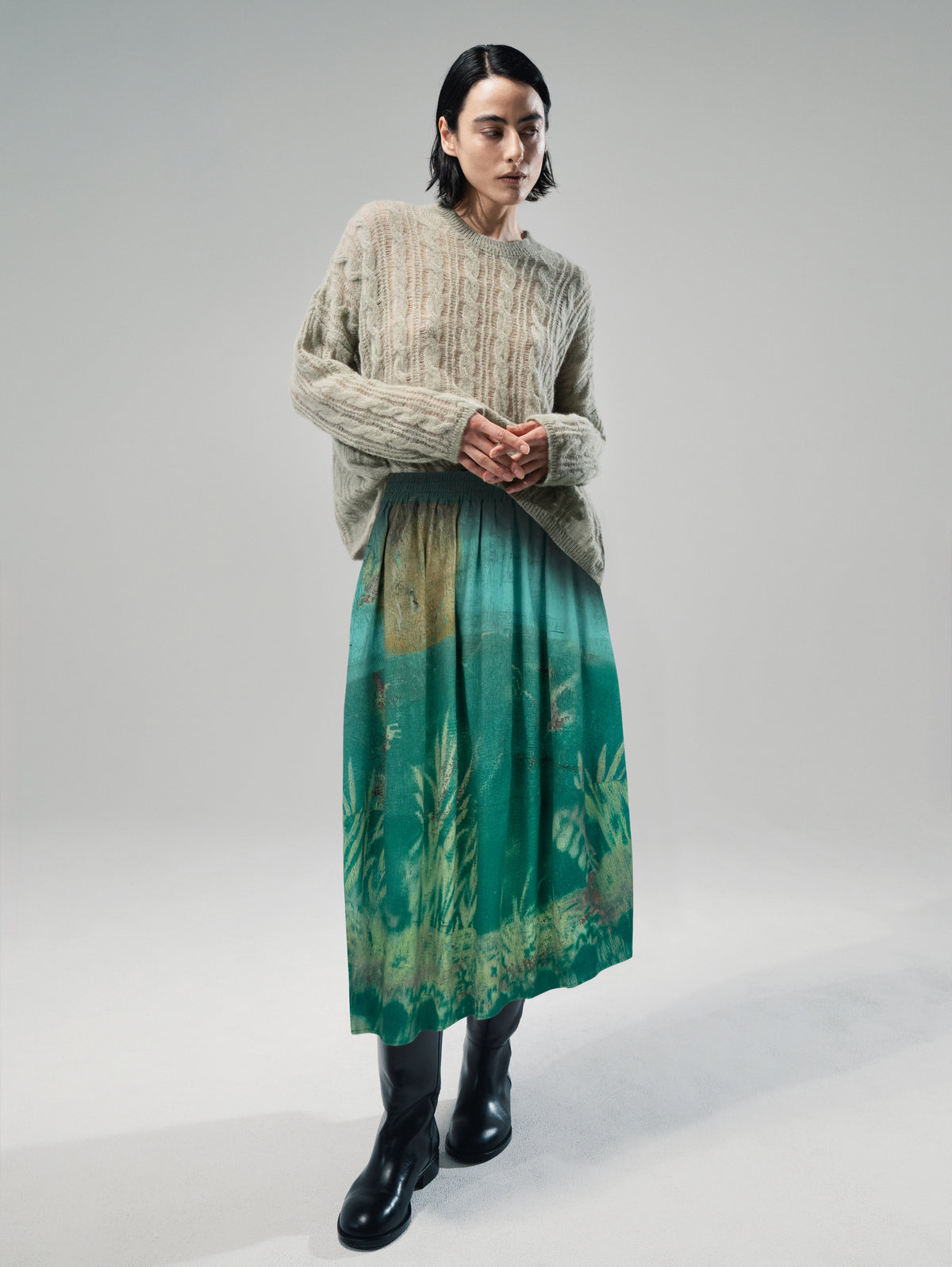 Talking Walls Zaza Cane A-line midi skirt cane
