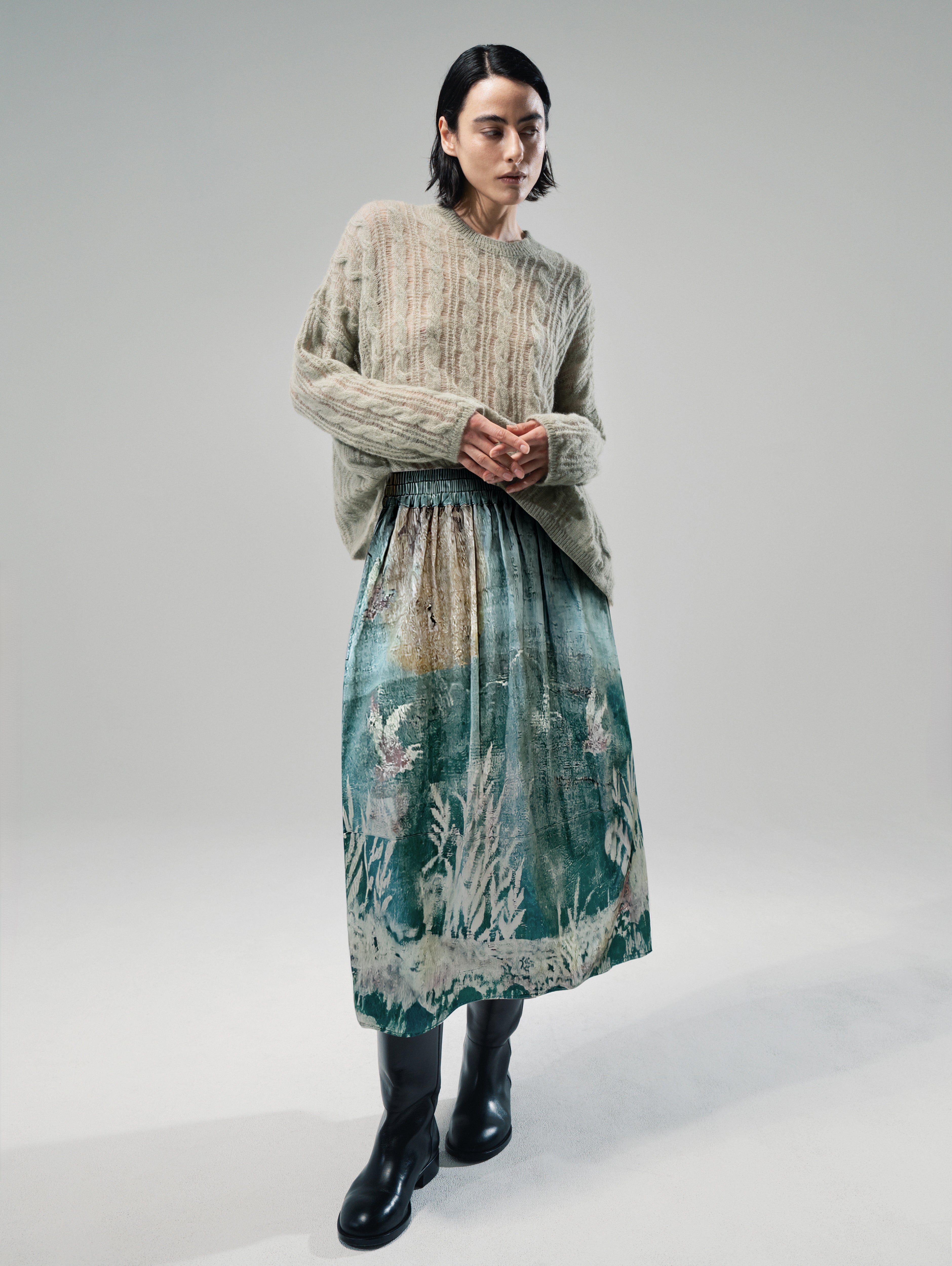 Talking Walls Zaza Cane A-line midi skirt cane