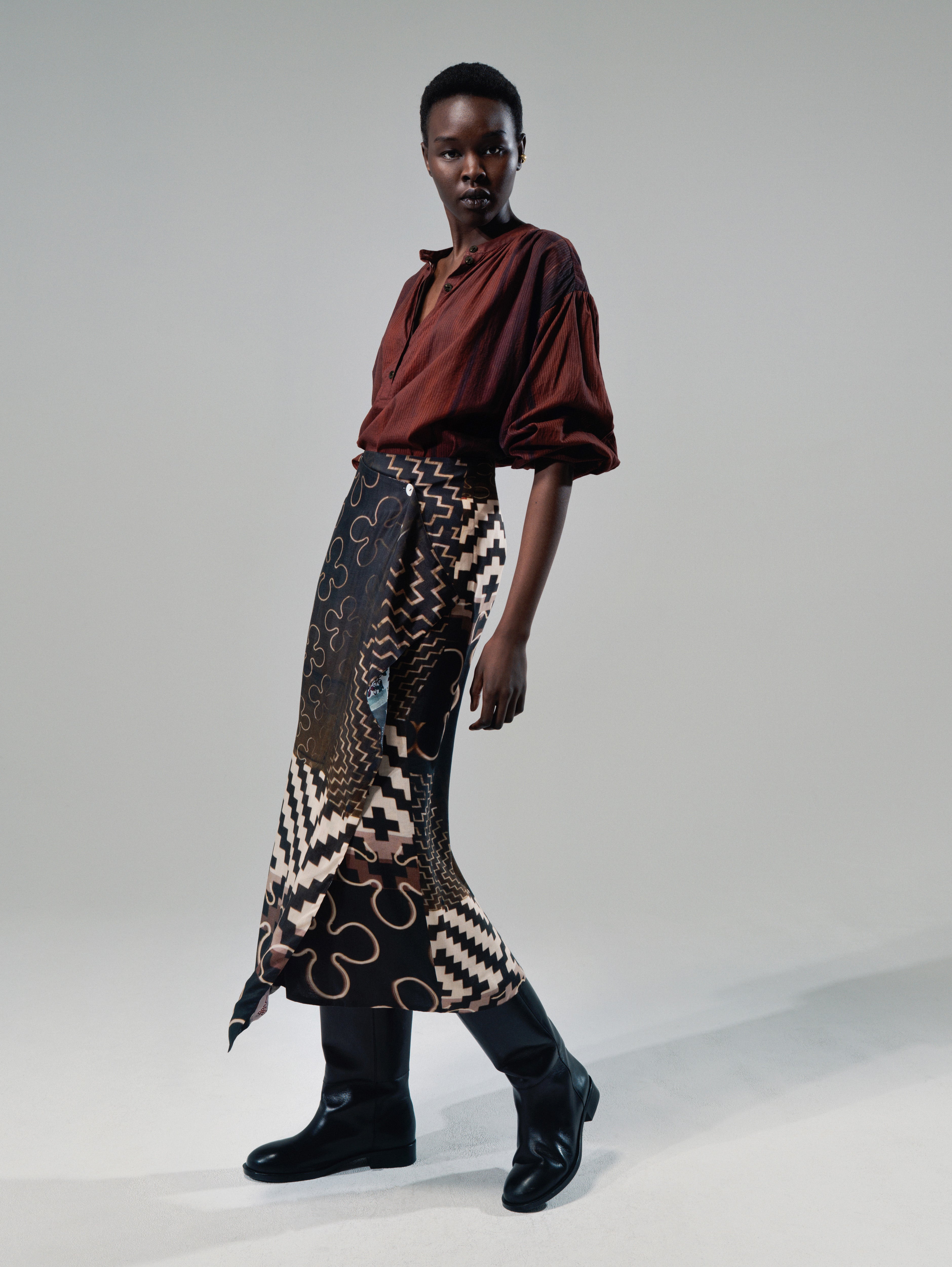 Talking Walls Zoé Almanac Clover Midi double sided, reversible wrap skirt almanac clover