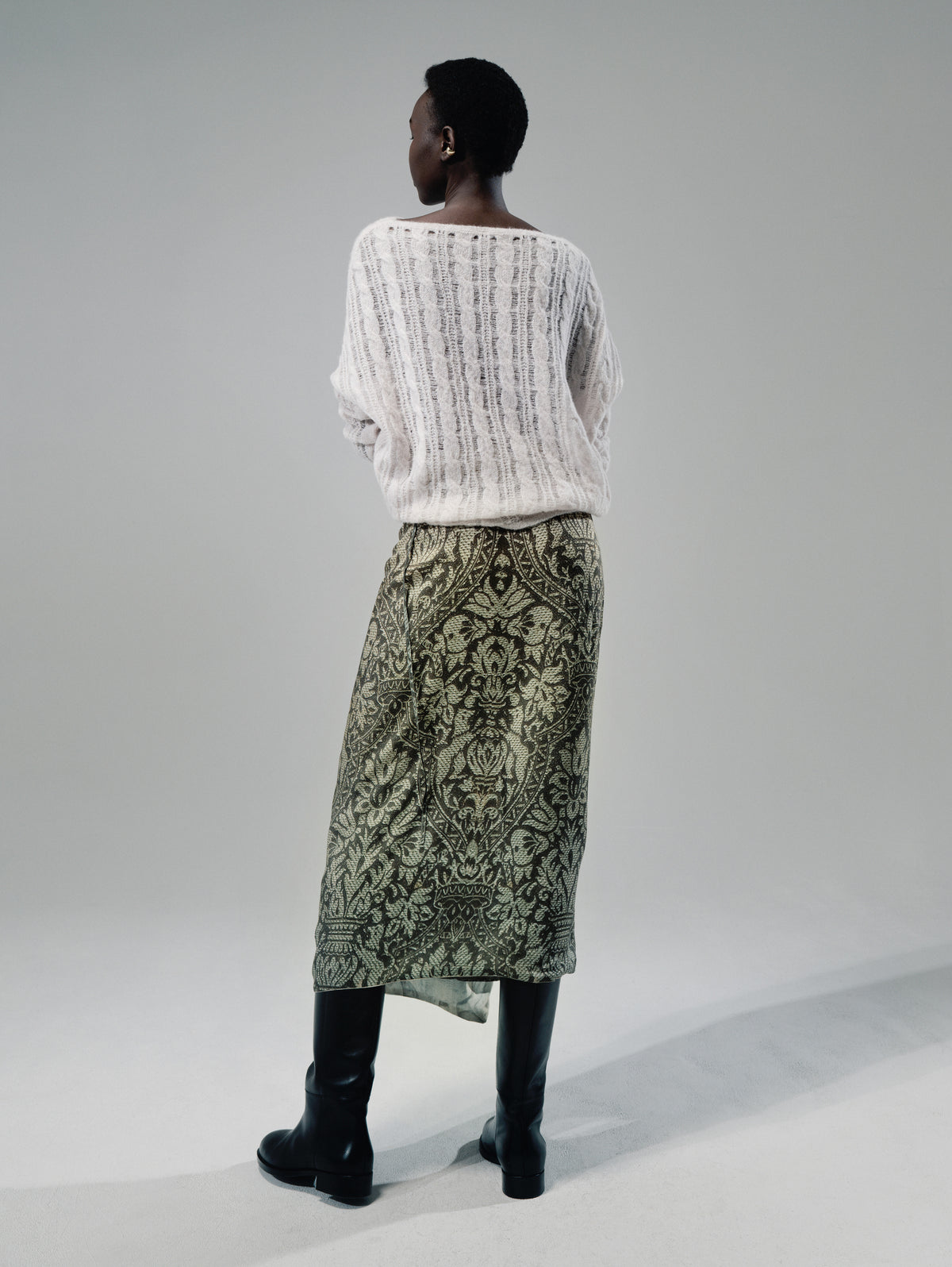 Talking Walls Zoé Chalk Fray Midi double sided, reversible wrap skirt chalk fray
