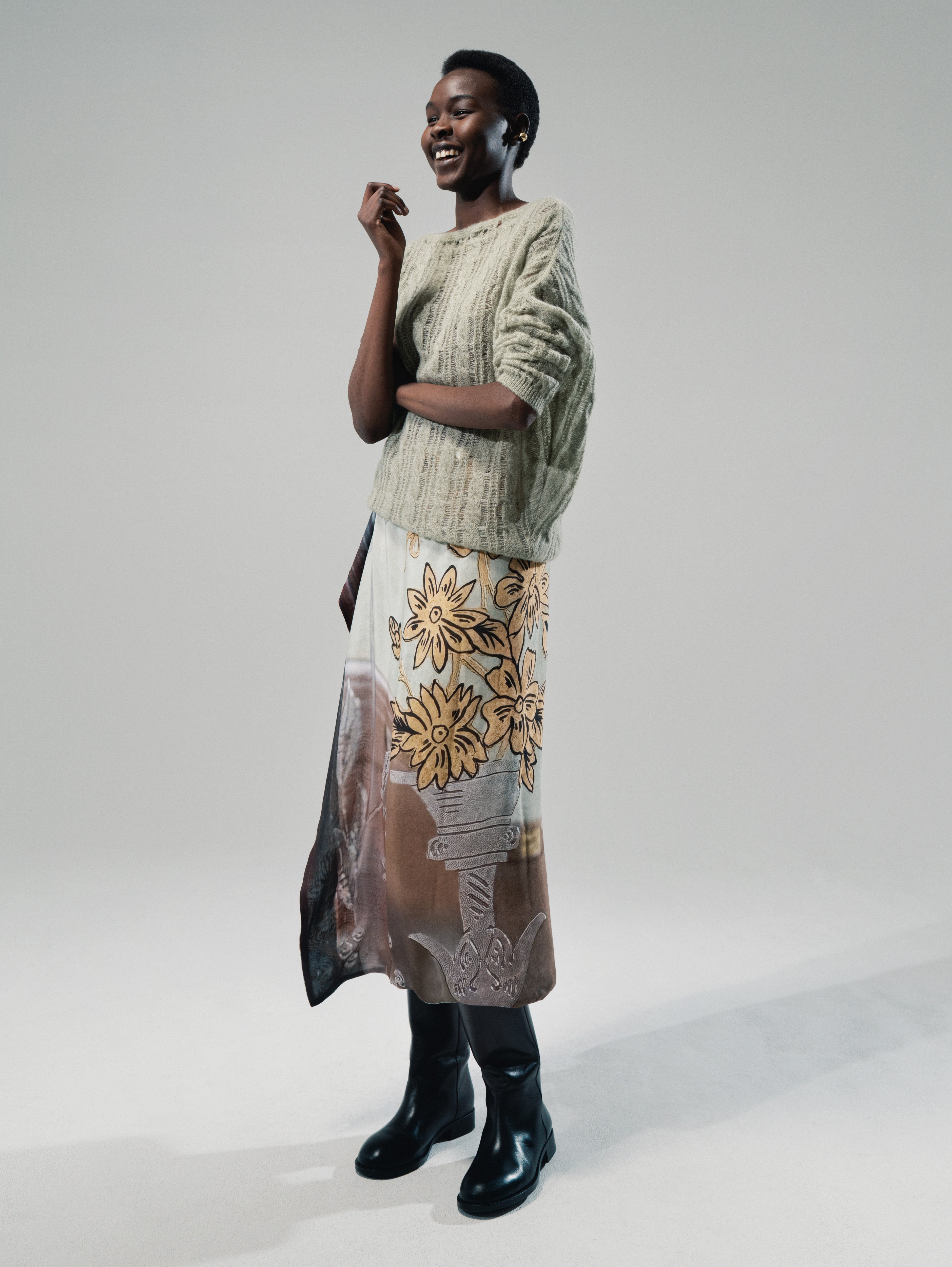 Talking Walls Zoé Frost Glaze Midi double sided, reversible wrap skirt frost glaze