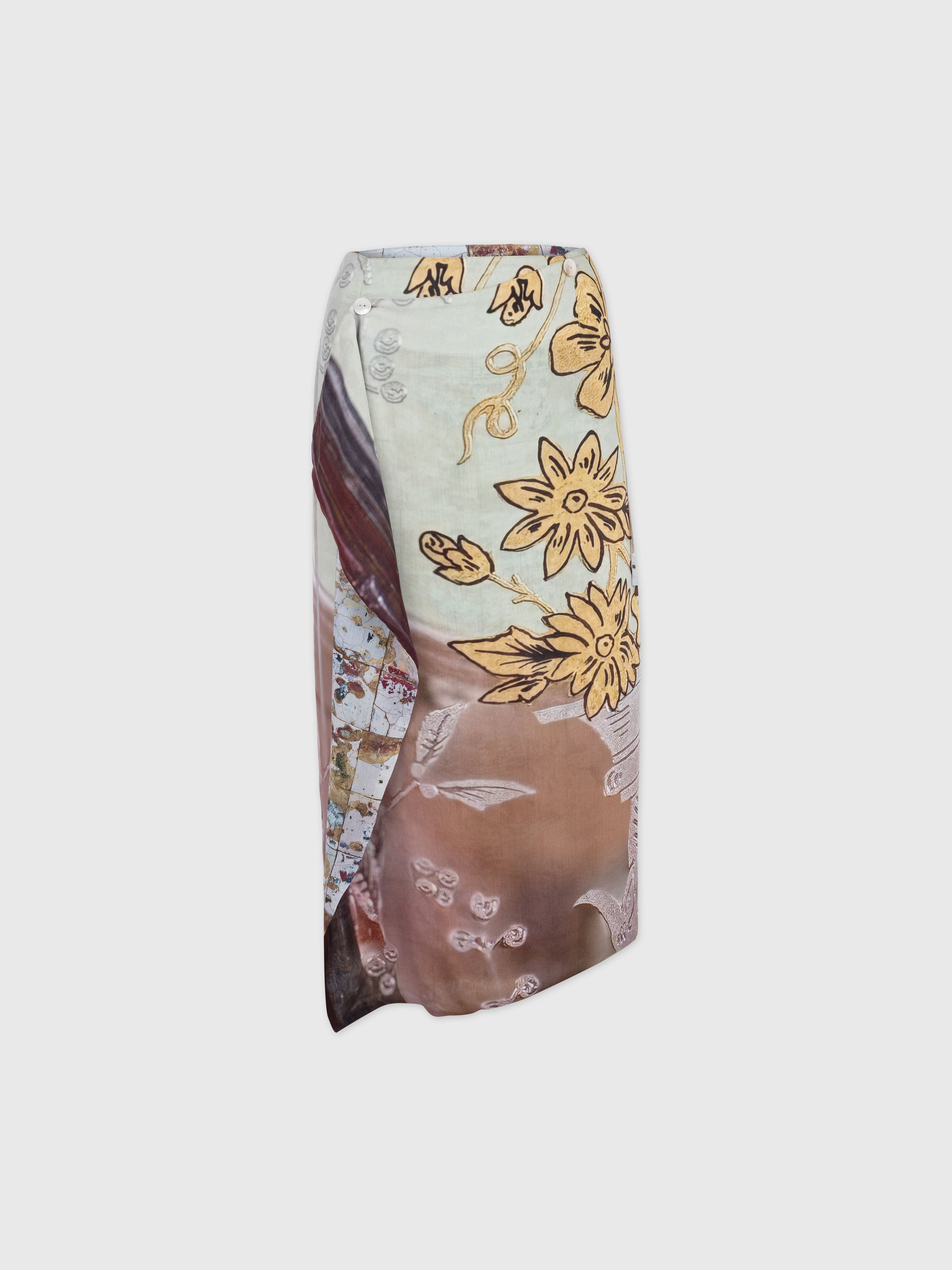 Talking Walls Zoé Frost Glaze Midi double sided, reversible wrap skirt frost glaze