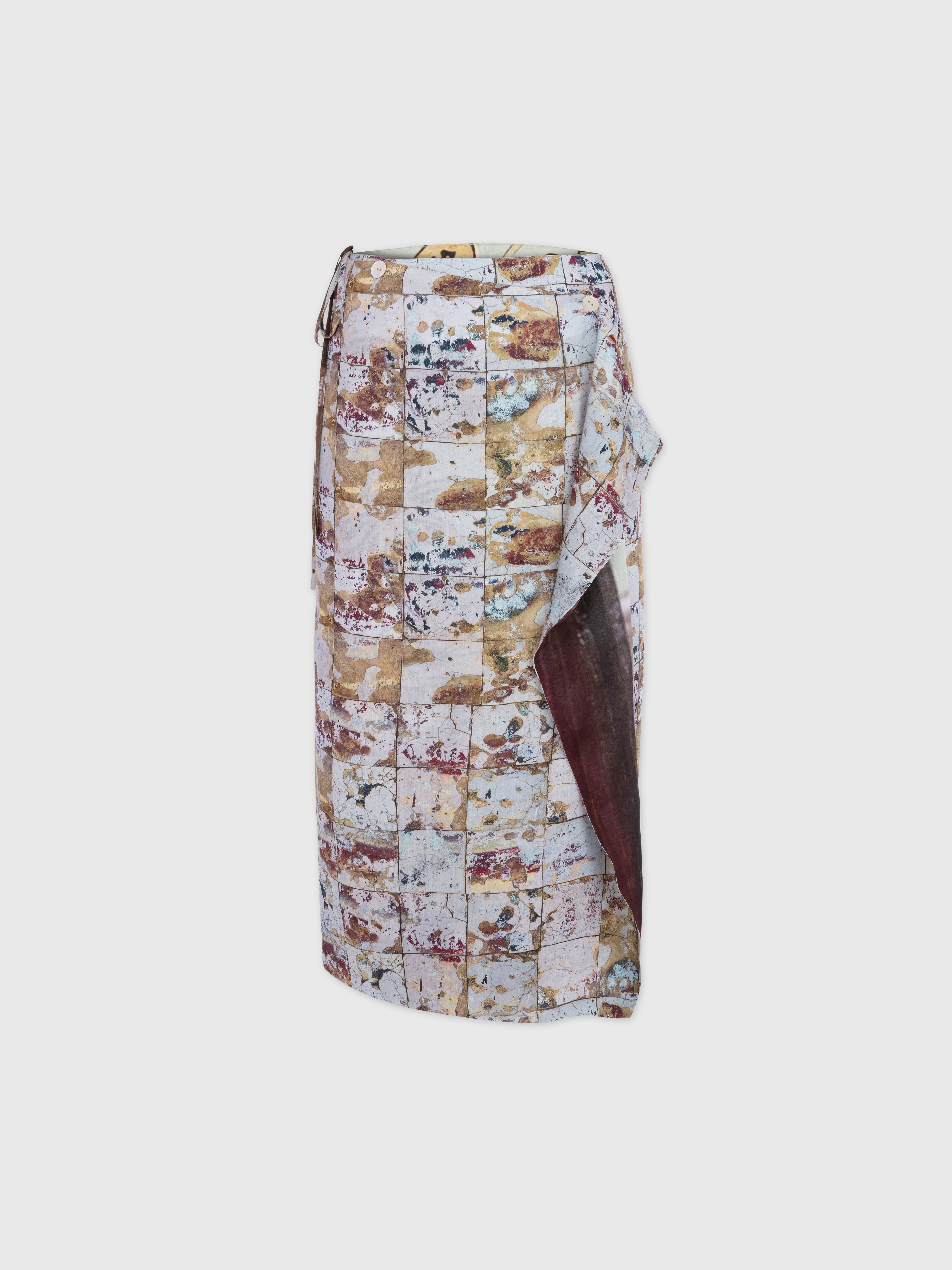 Talking Walls Zoé Frost Glaze Midi double sided, reversible wrap skirt frost glaze