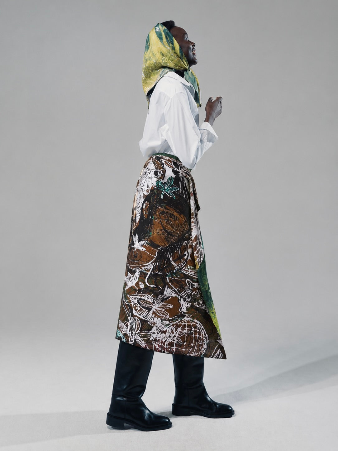 Talking Walls Zoé Woods Scratch Midi double sided, reversible wrap skirt woods scratch
