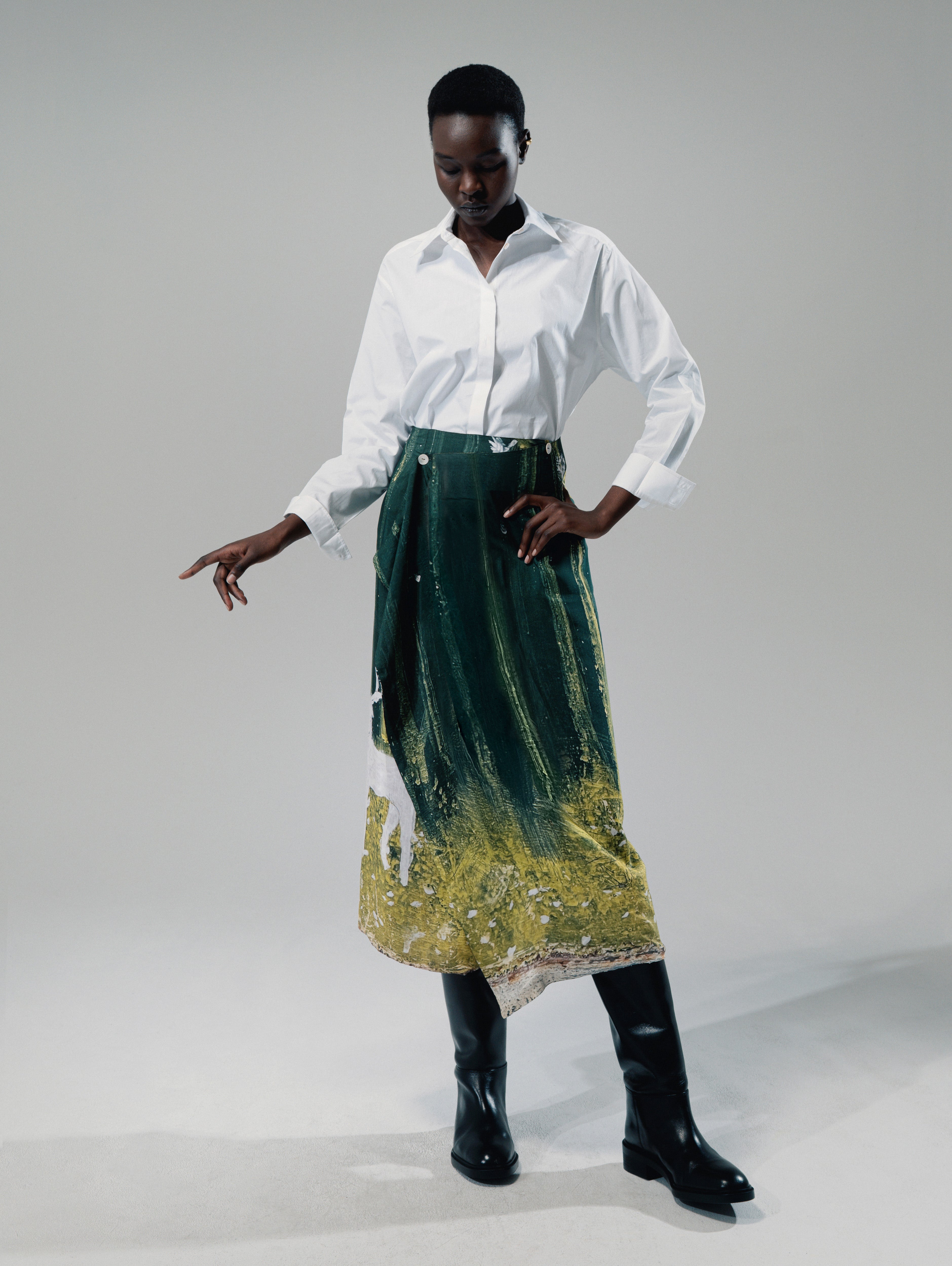 Talking Walls Zoé Woods Scratch Midi double sided, reversible wrap skirt woods scratch