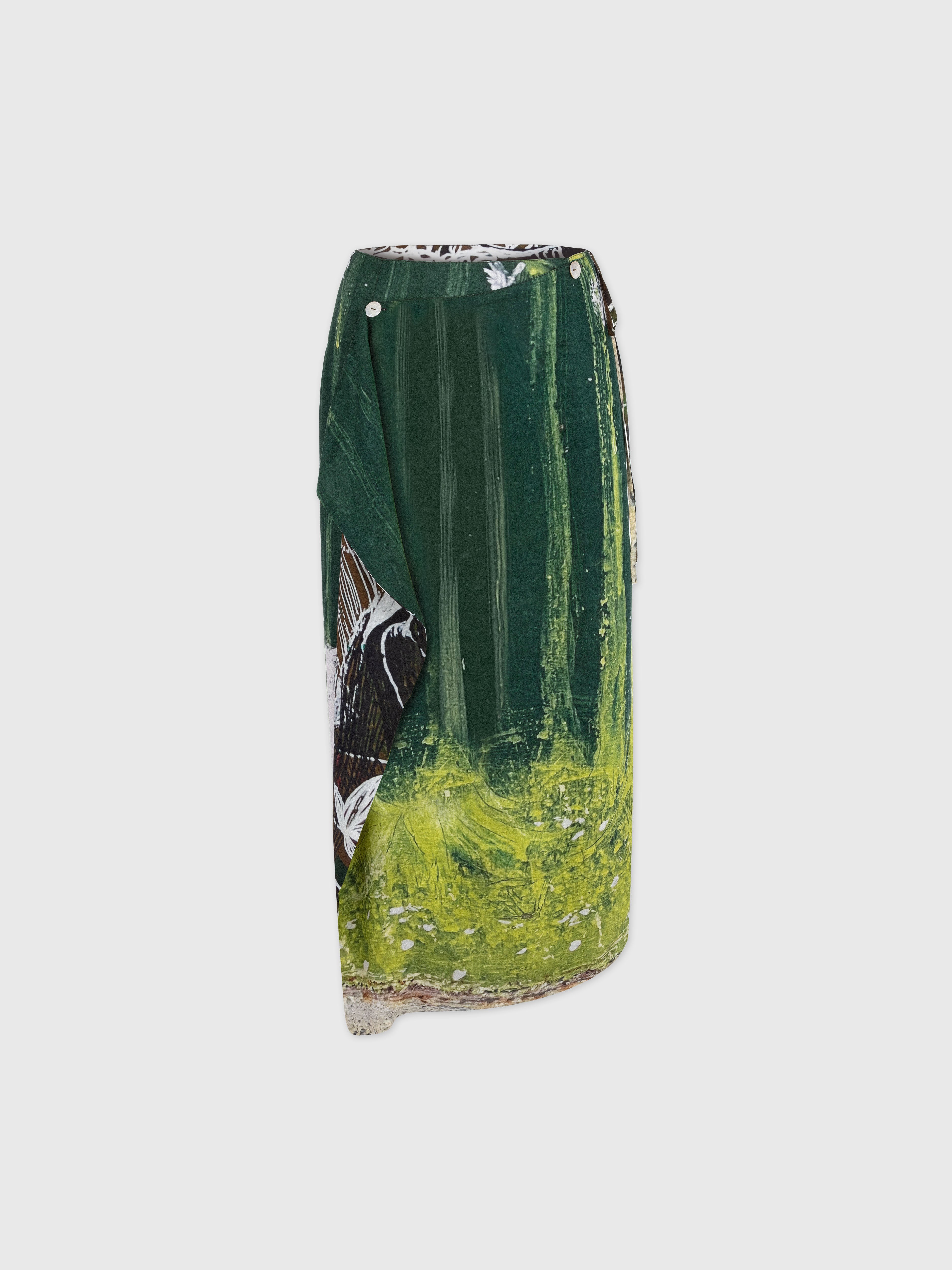 Talking Walls Zoé Woods Scratch Midi double sided, reversible wrap skirt woods scratch