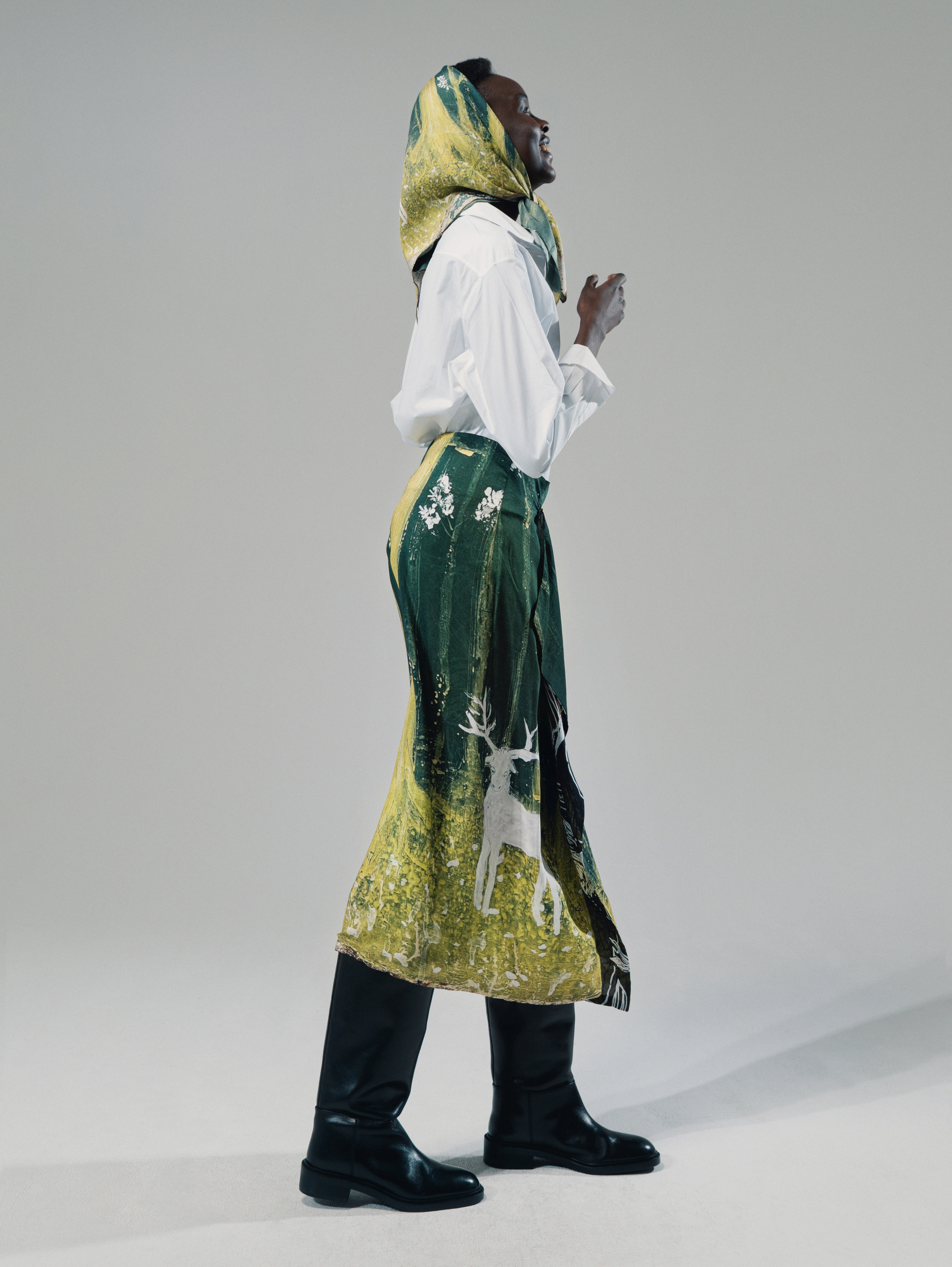 Talking Walls Zoé Woods Scratch Midi double sided, reversible wrap skirt woods scratch