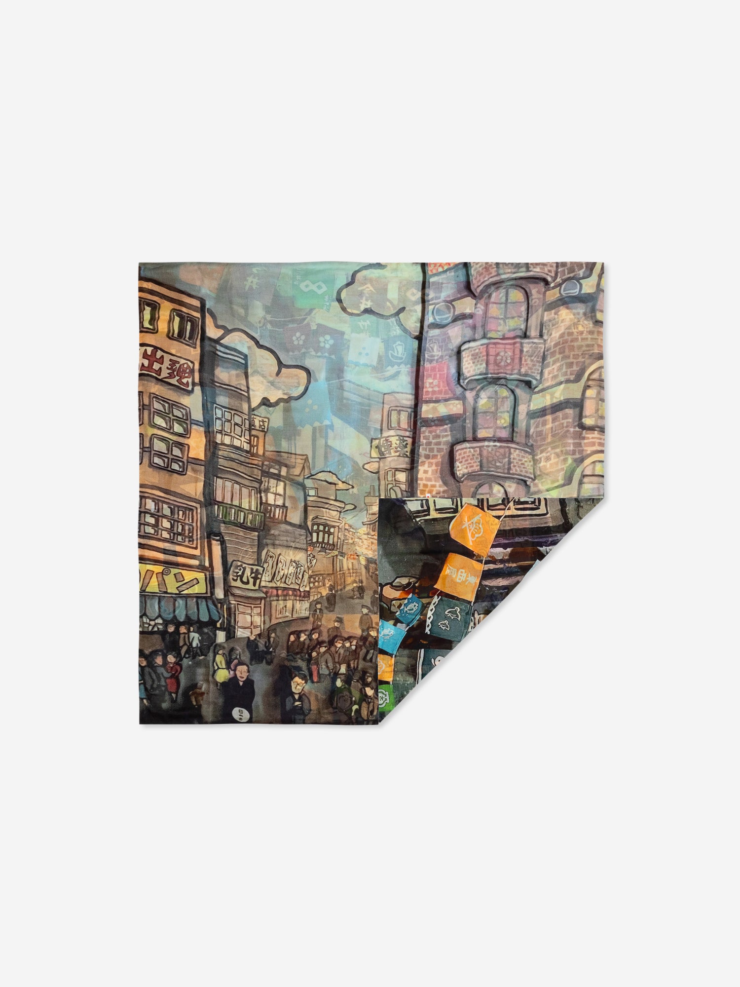 Talking Walls ava block party double face square scarf block party