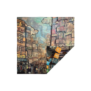 Talking Walls ava block party double face square scarf block party
