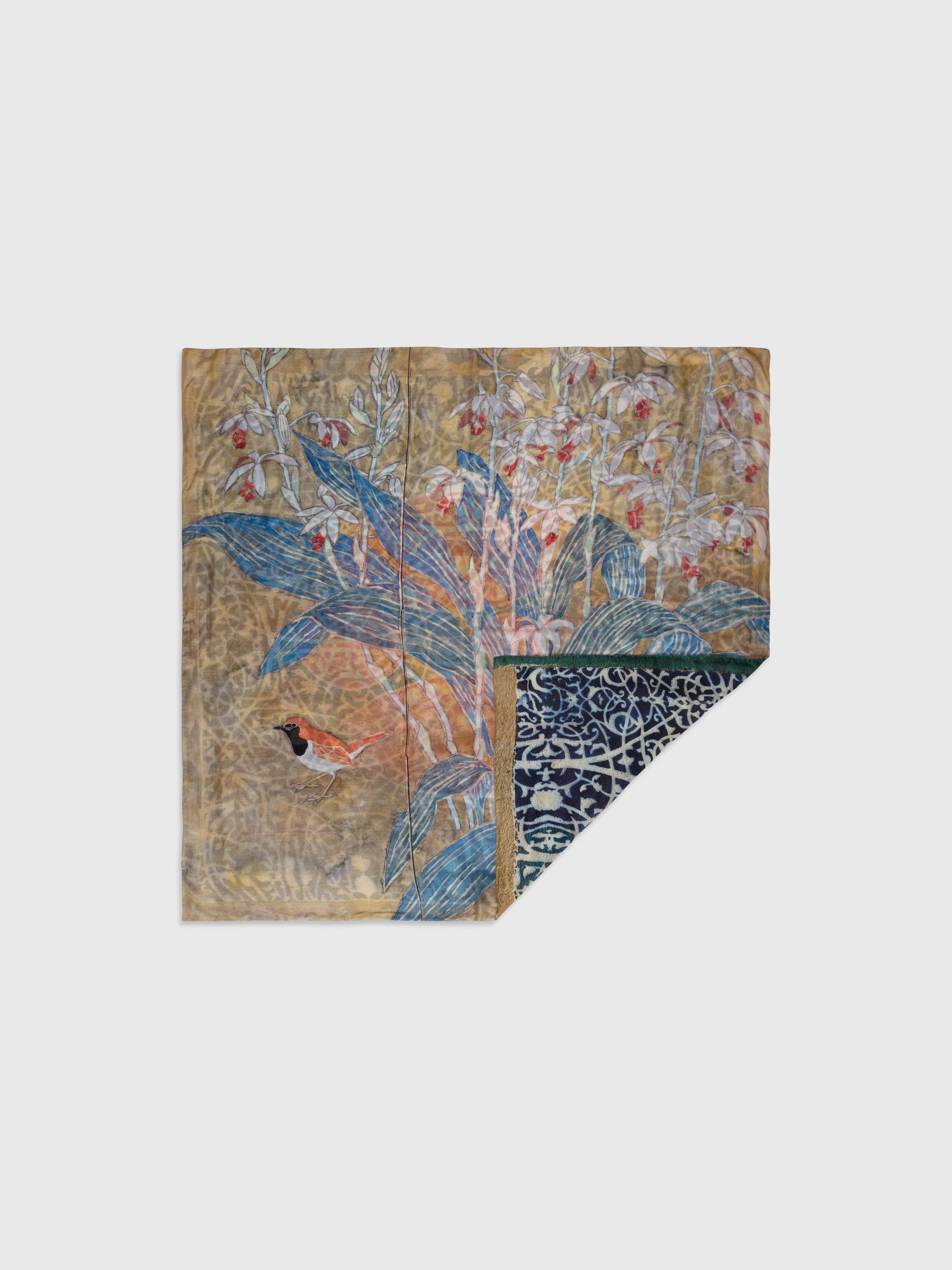 Talking Walls ava crimson komadori double face square scarf crimson komadori