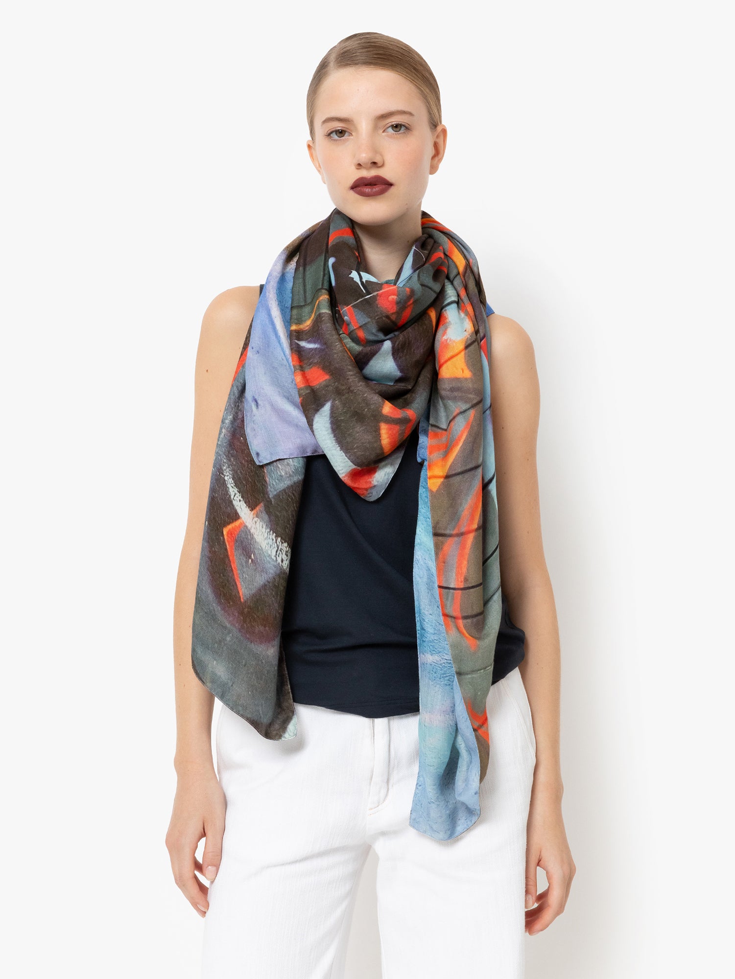 Talking Walls ava double face double face square scarf arapaima