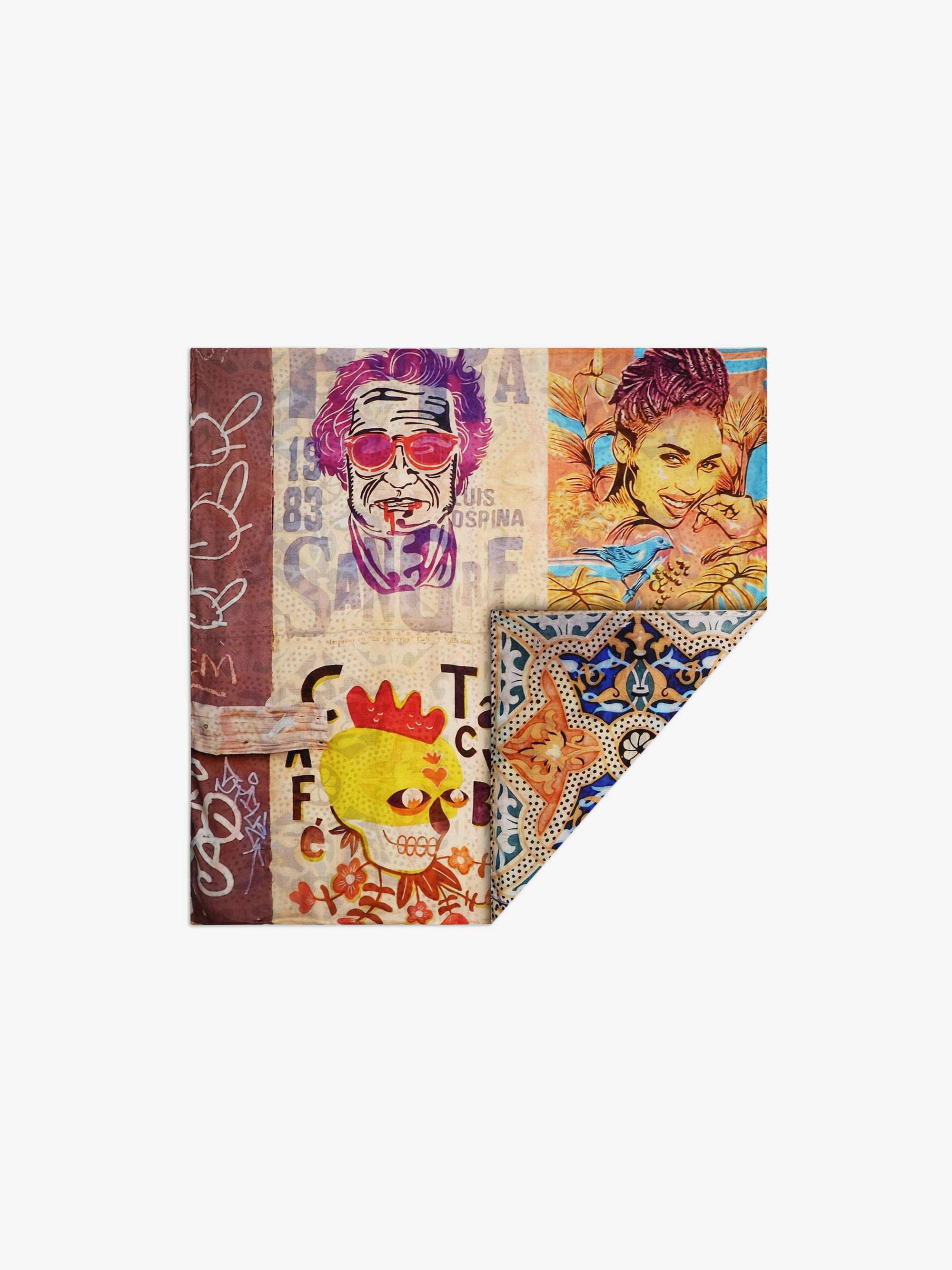 Talking Walls ava double face double face square scarf pura sangre