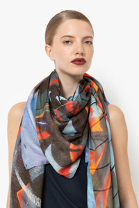 Talking Walls ava double face double face square scarf arapaima