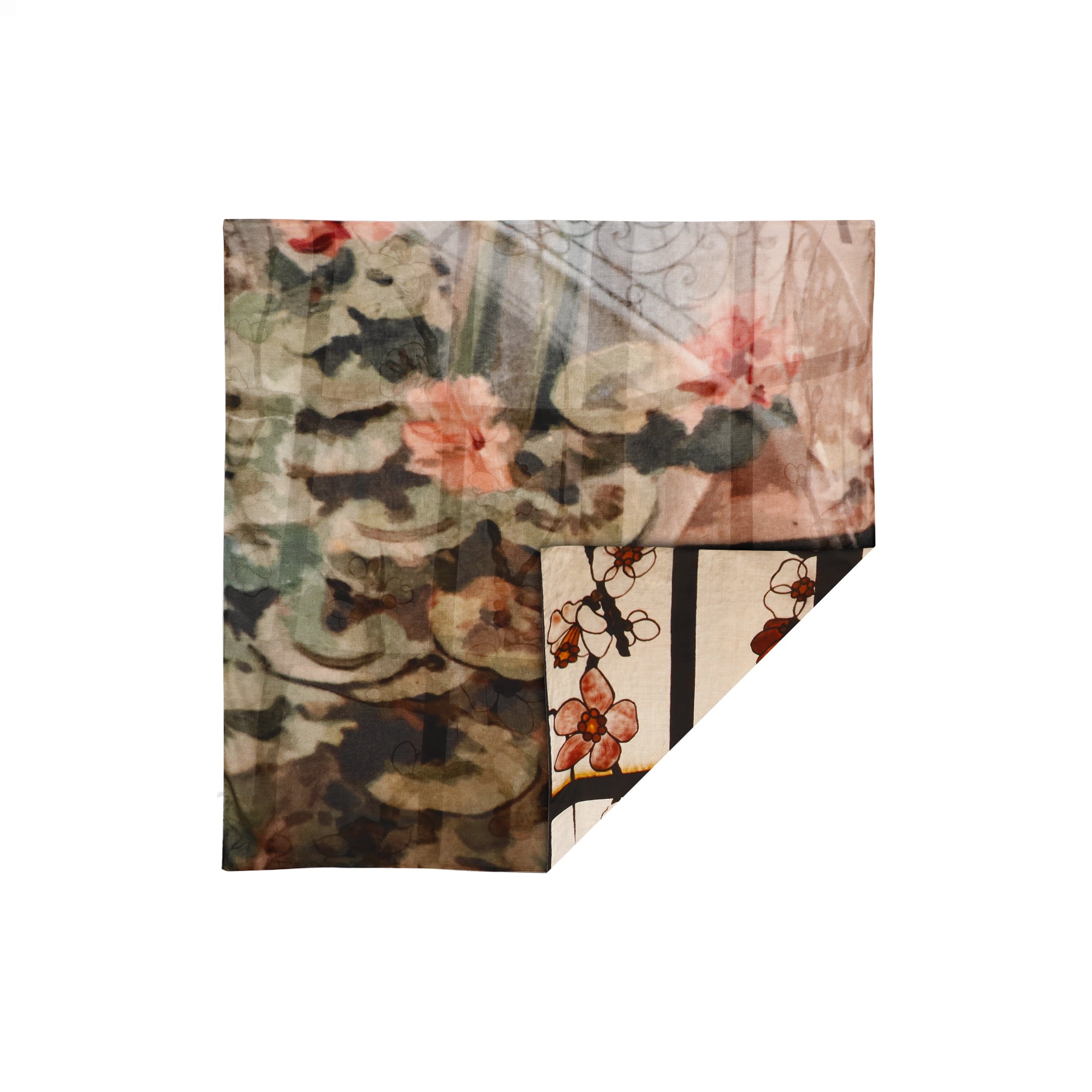 Talking Walls ava double face double face square scarf fleurs d' alexandrakis