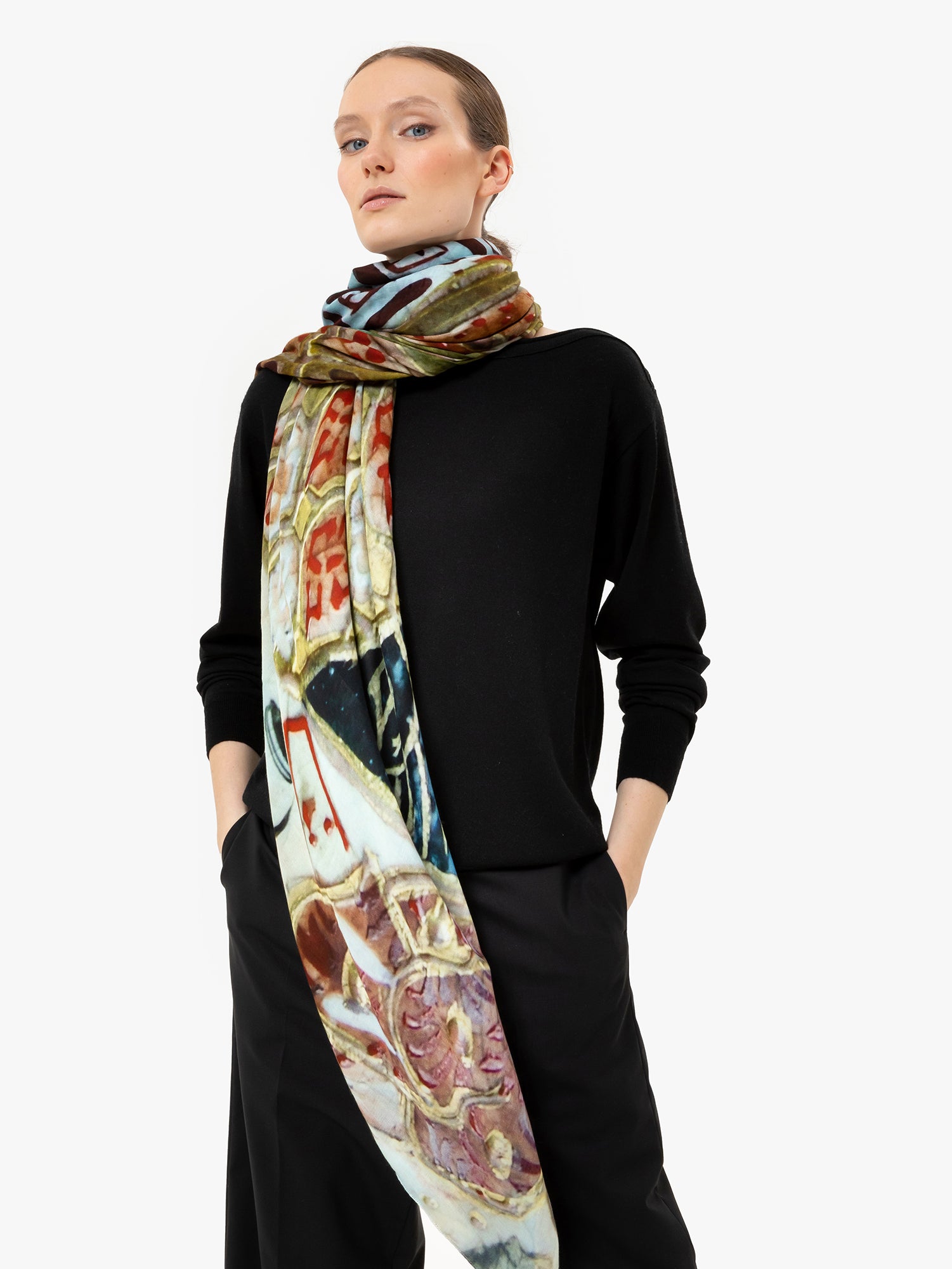 Talking Walls ava double face double face square scarf framed porcelain