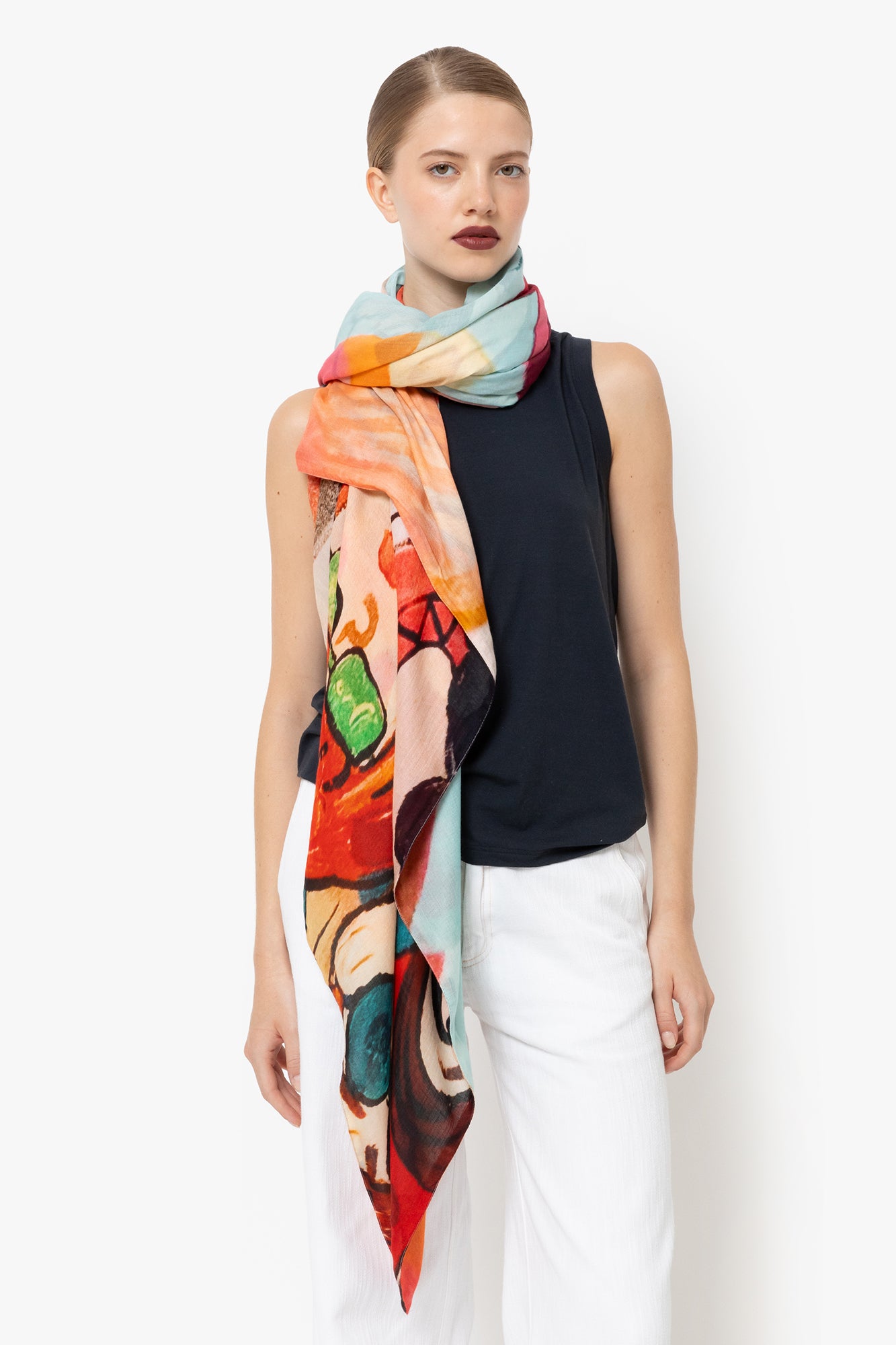 Talking Walls ava double face double face square scarf pêche lunettes