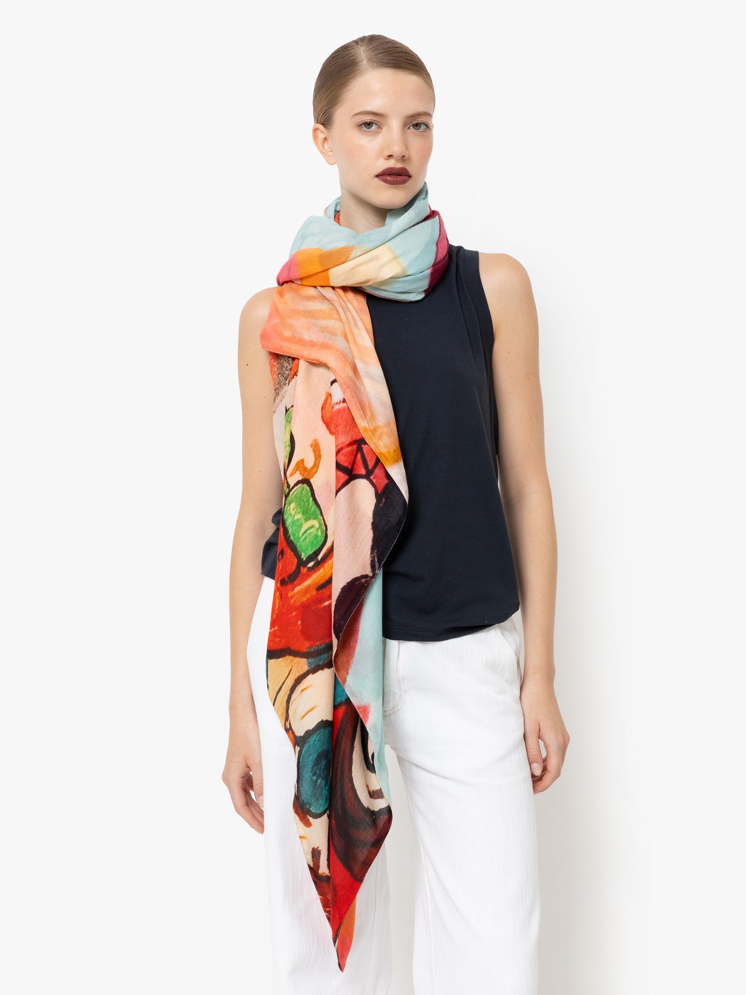 Talking Walls ava double face double face square scarf pêche lunettes