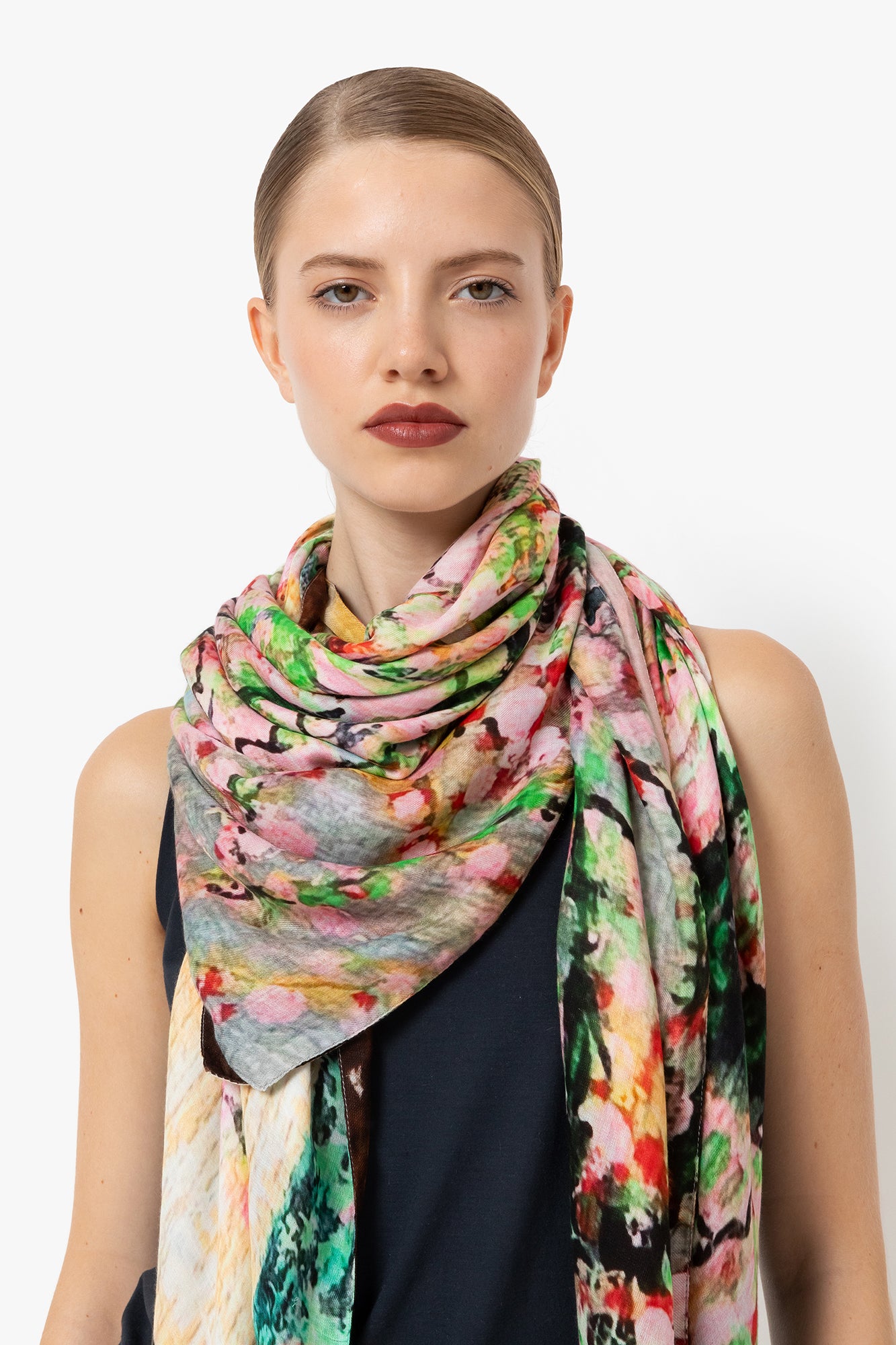 Talking Walls ava double face double face square scarf pink blossom simplicissimus