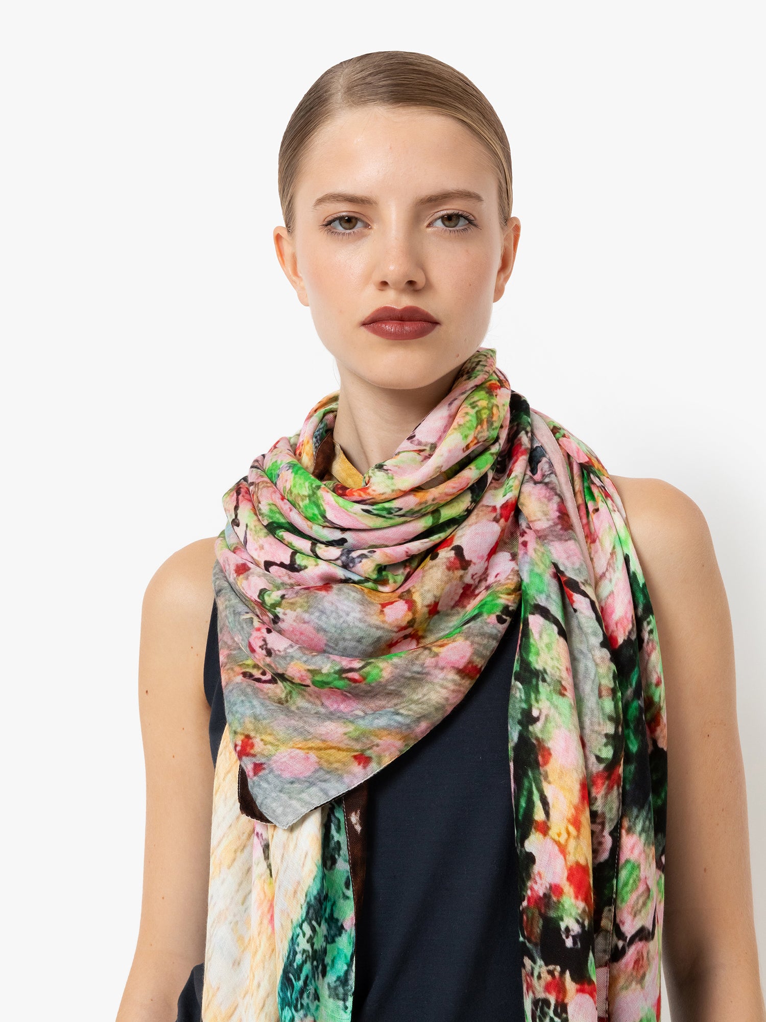Talking Walls ava double face double face square scarf pink blossom simplicissimus