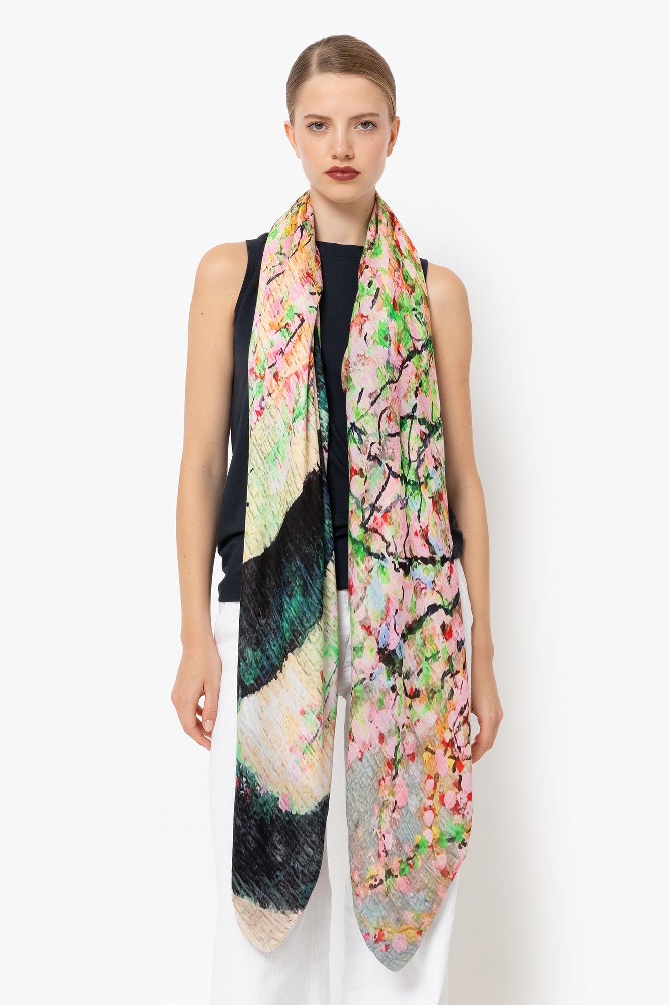 Talking Walls ava double face double face square scarf pink blossom simplicissimus