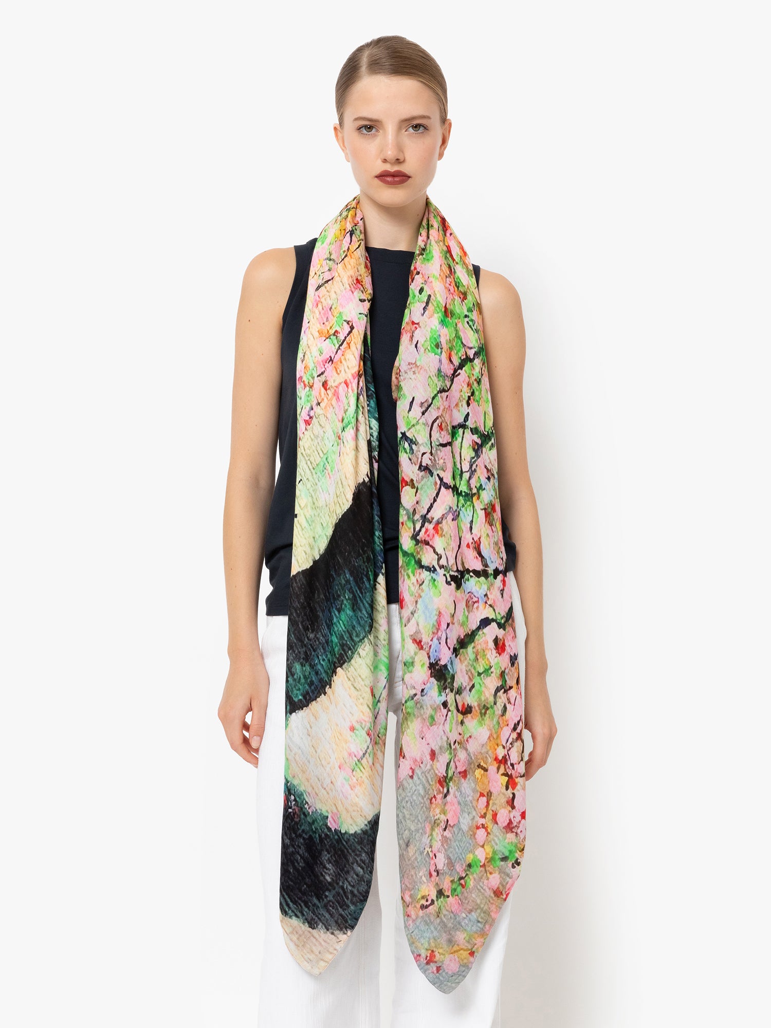 Talking Walls ava double face double face square scarf pink blossom simplicissimus