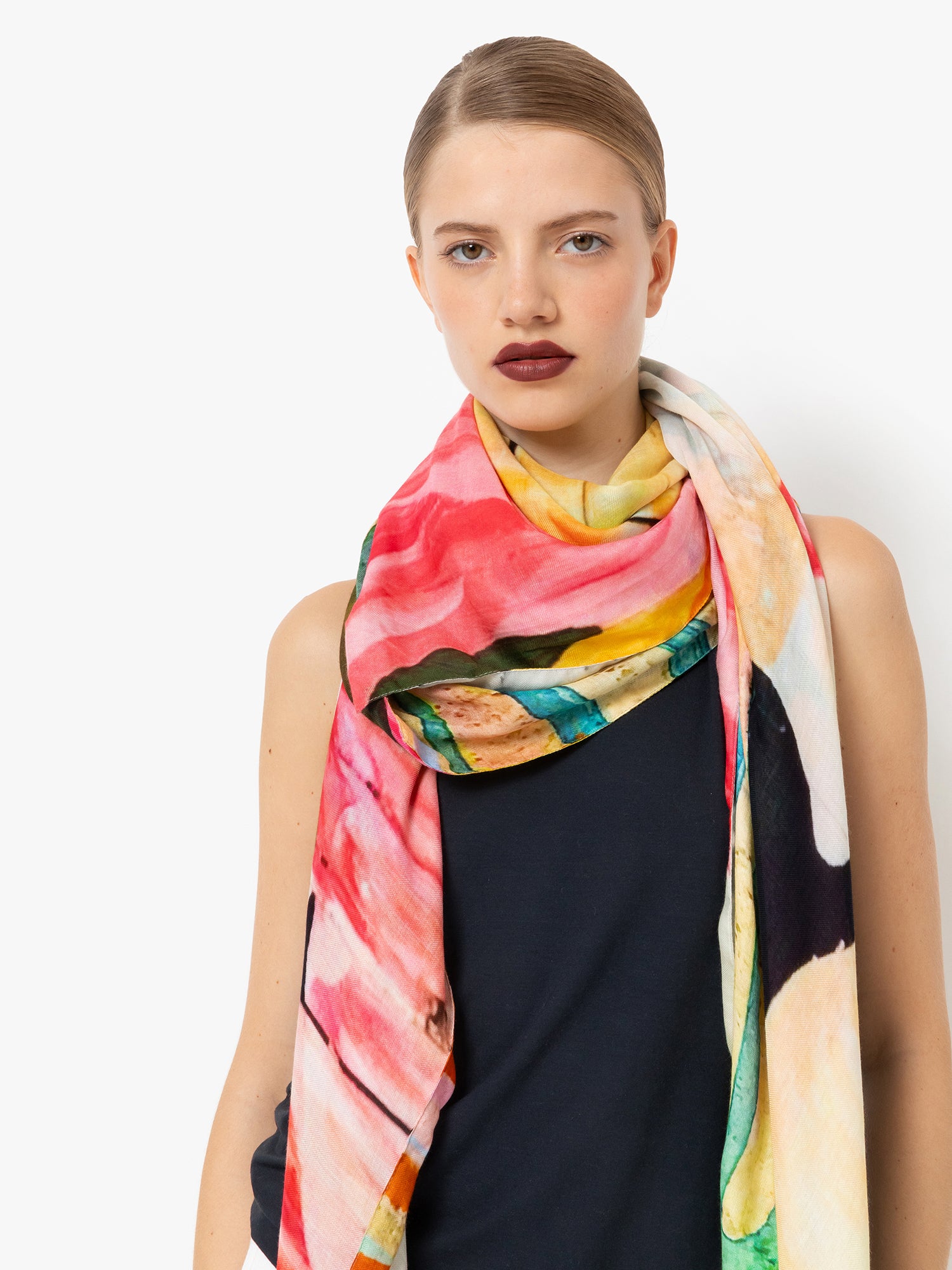 Talking Walls ava double face double face square scarf spoonbill double