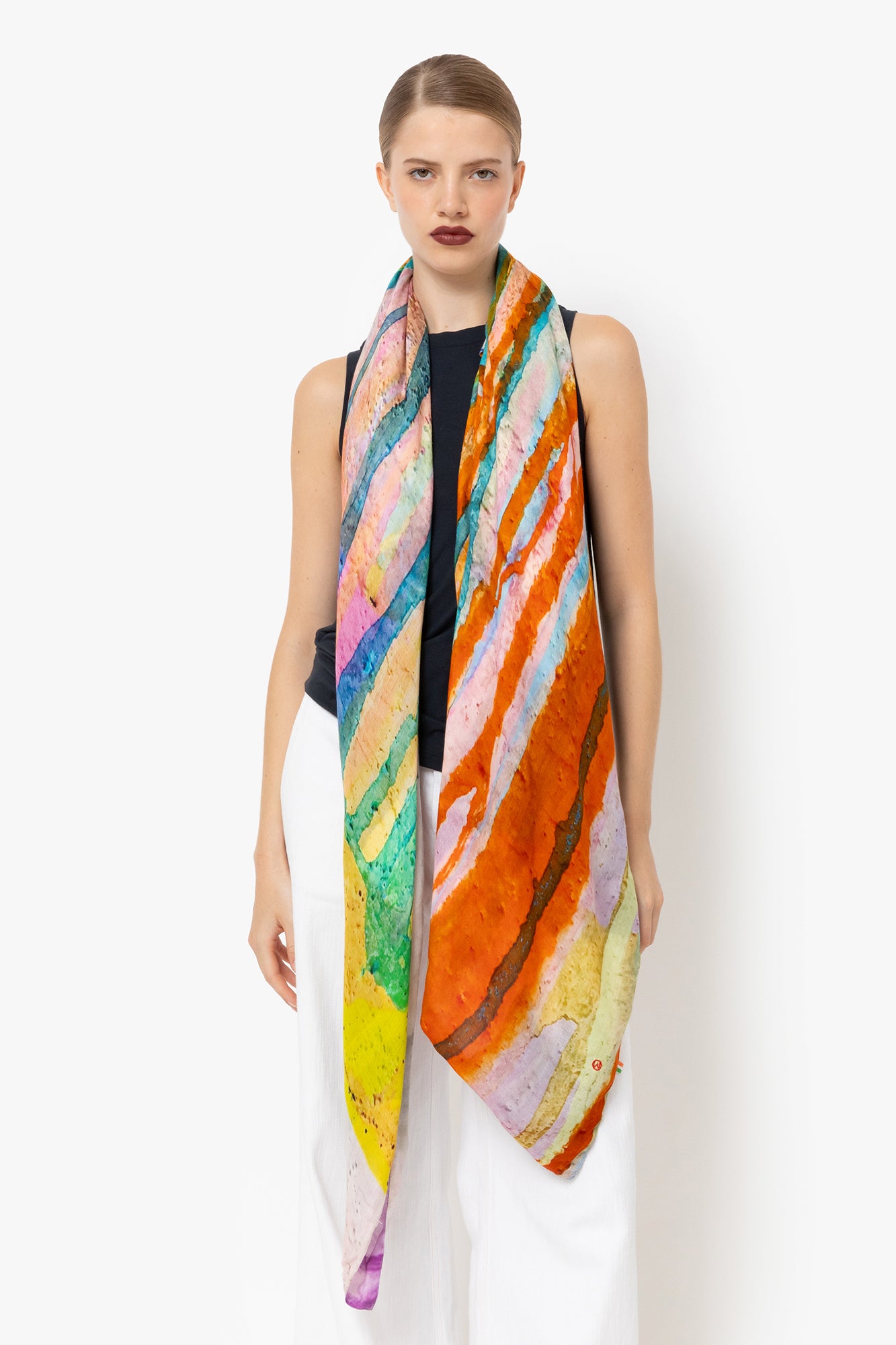 Talking Walls ava double face double face square scarf spoonbill double