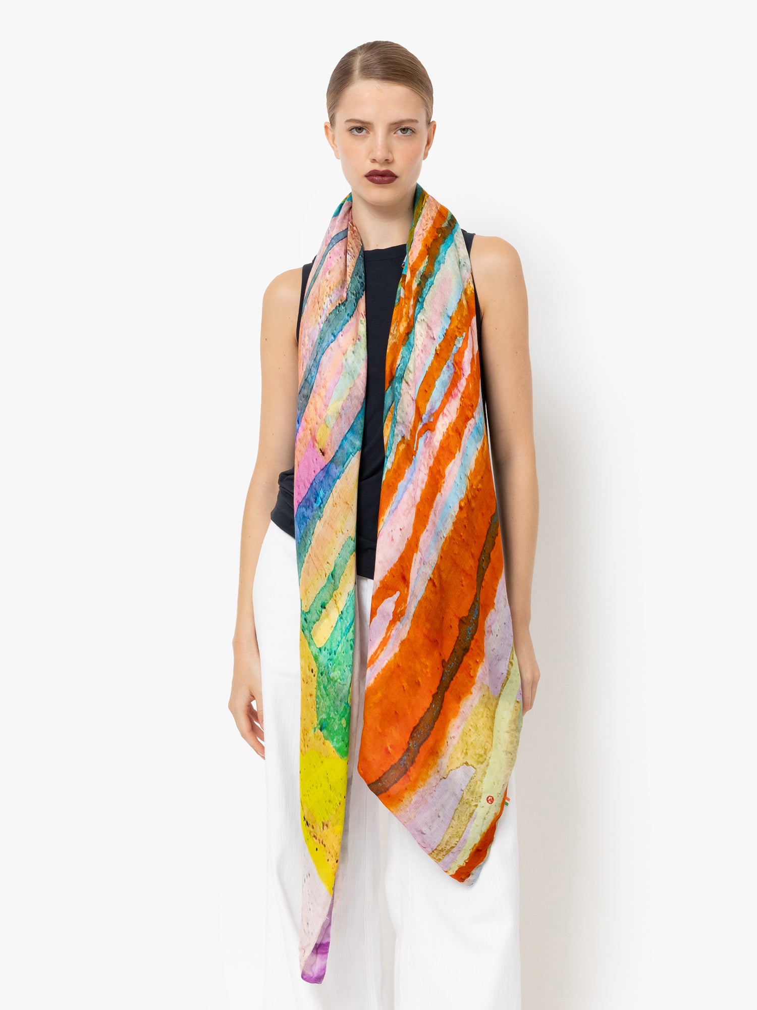 Talking Walls ava double face double face square scarf spoonbill double