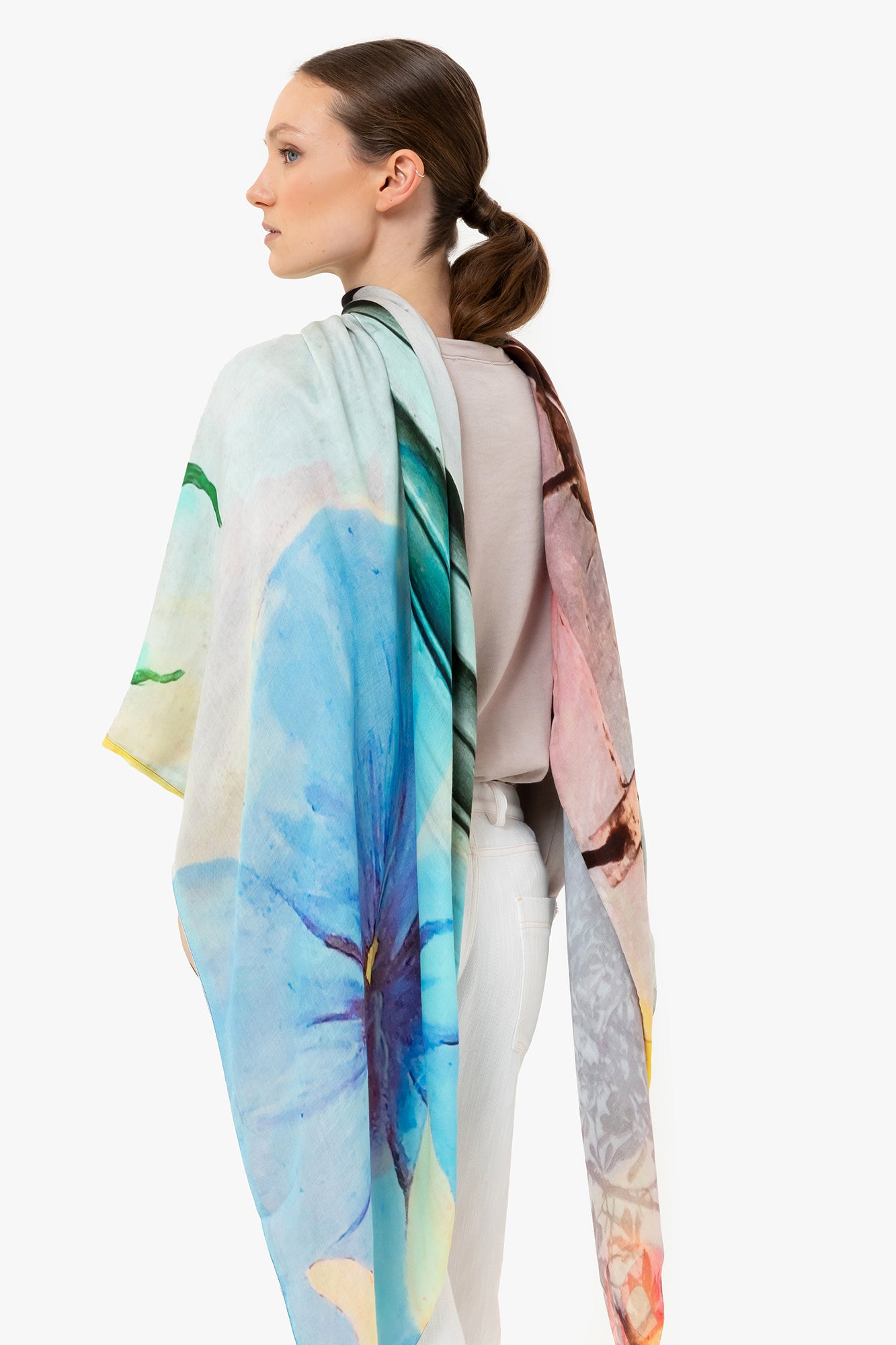 Talking Walls ava double face double face square scarf neon flowers