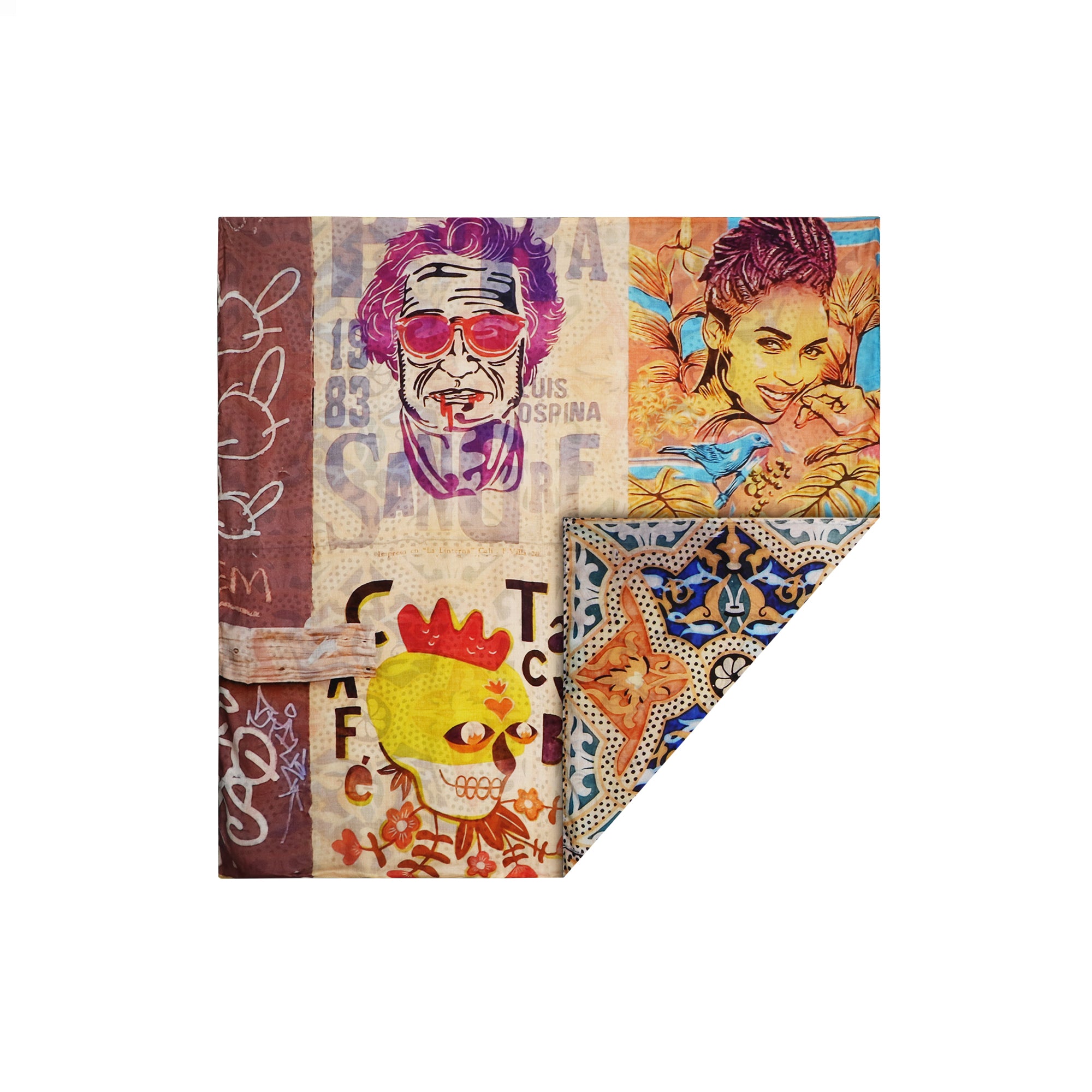 Talking Walls ava double face double face square scarf pura sangre