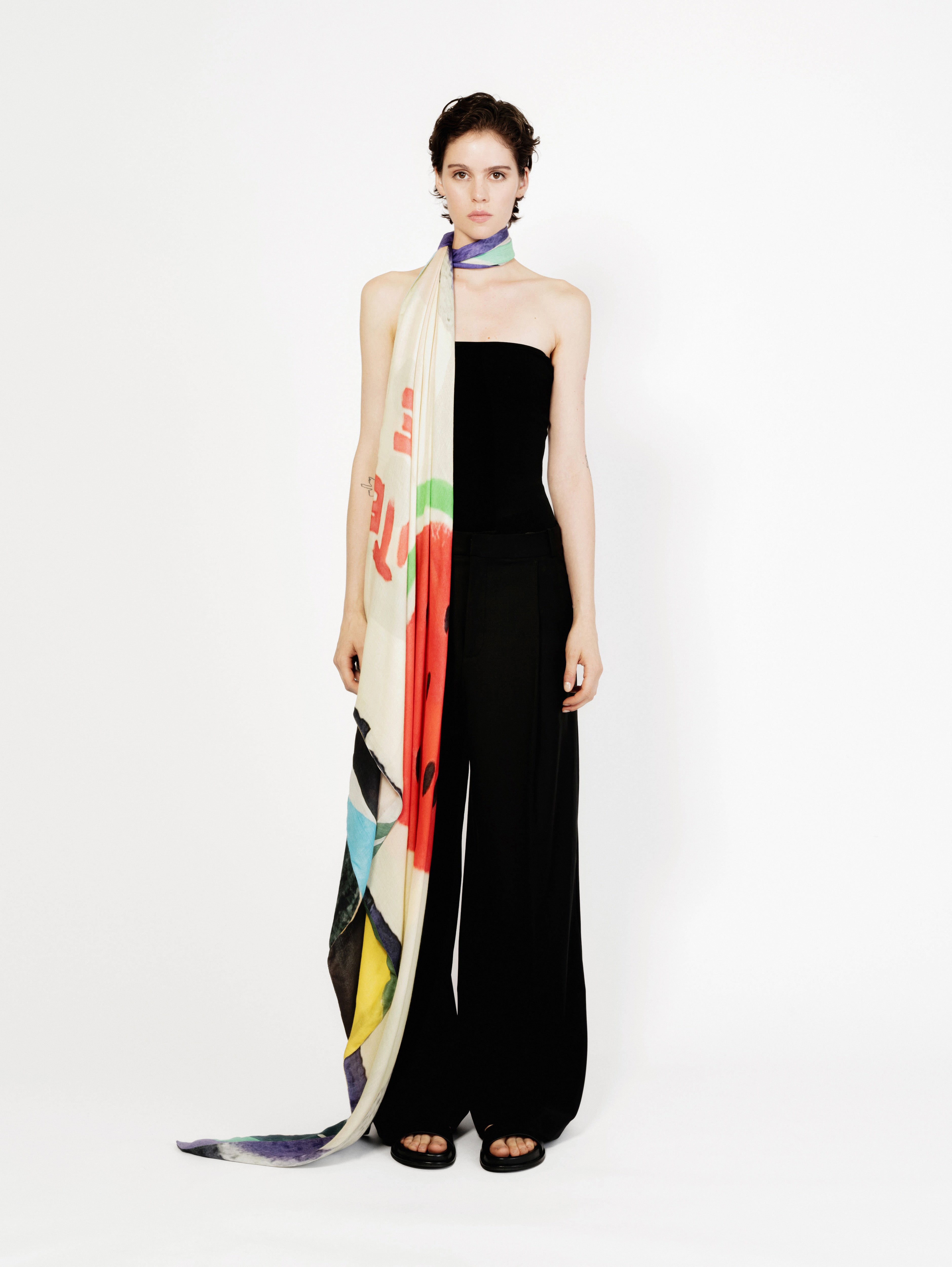 Talking Walls ava ultra brite double face square scarf split bite