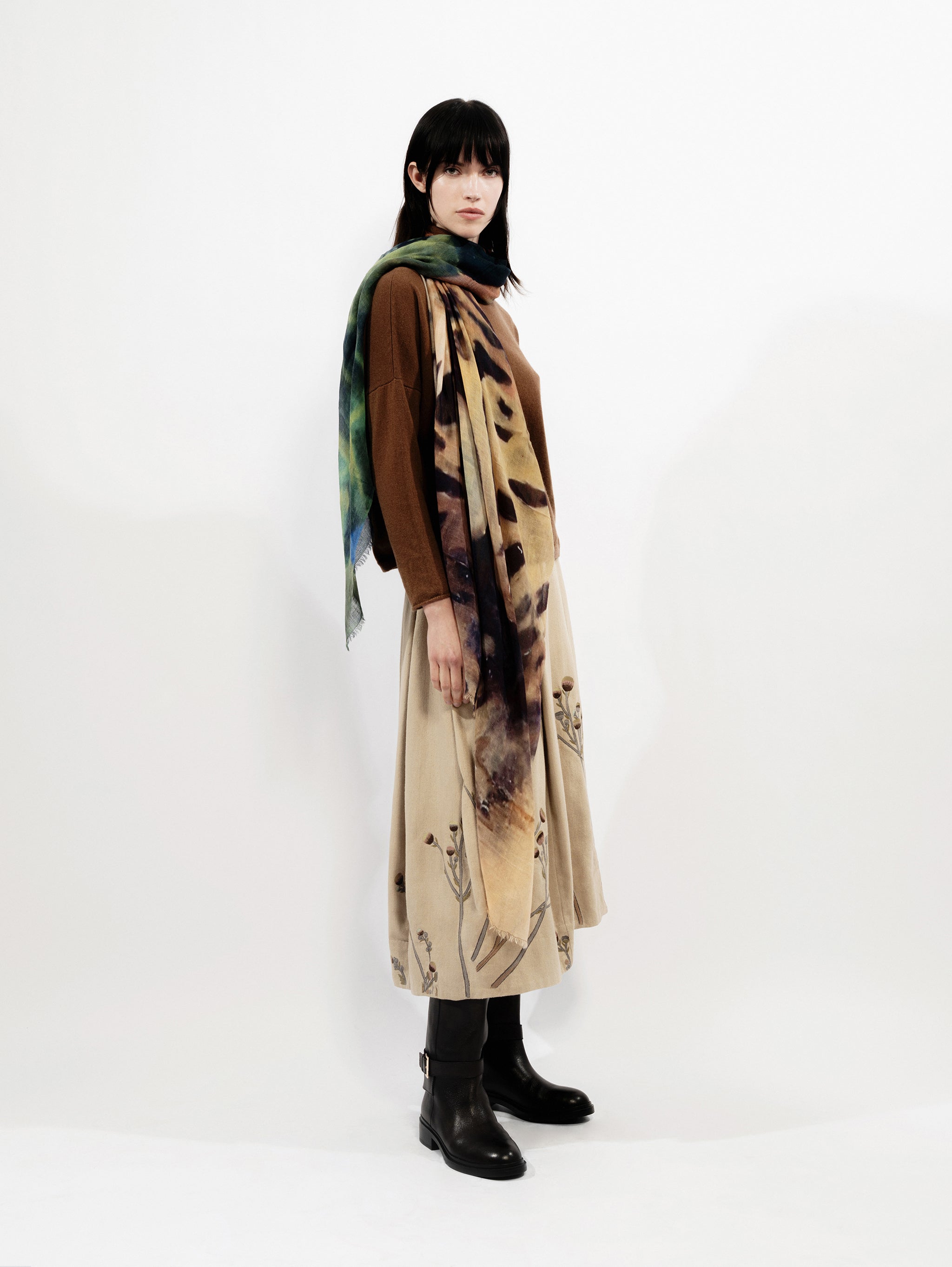 Talking Walls celeste leopard single face rectangular scarf leopard